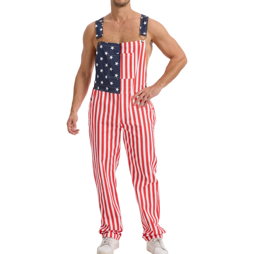 WORK IDEA  Men's American Flag Overalls