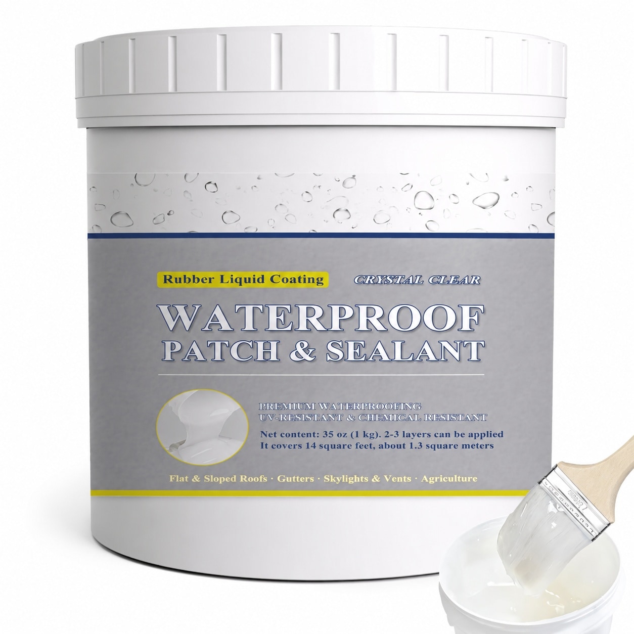 Afoxsos  Liquid Waterproof Sealant Transparent Water Proof Agent Indoor Outdoor Repair Leak Adhesive Coating 35oz durable home and garden