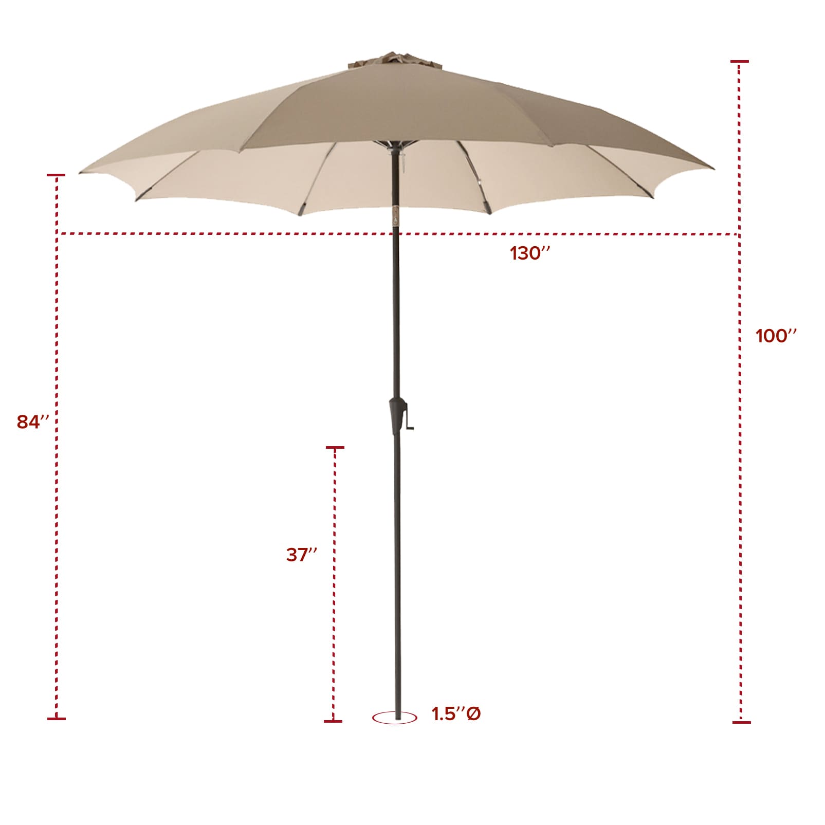 FLAME&SHADE 10.83-ft Aluminum Off-white Push-button Tilt Market Patio ...