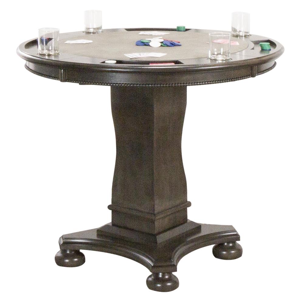 Sunset Trading CR-87711-TCB Vegas Distressed Grey Round Transitional Counter Table, Wood with Distressed Gray Wood Base