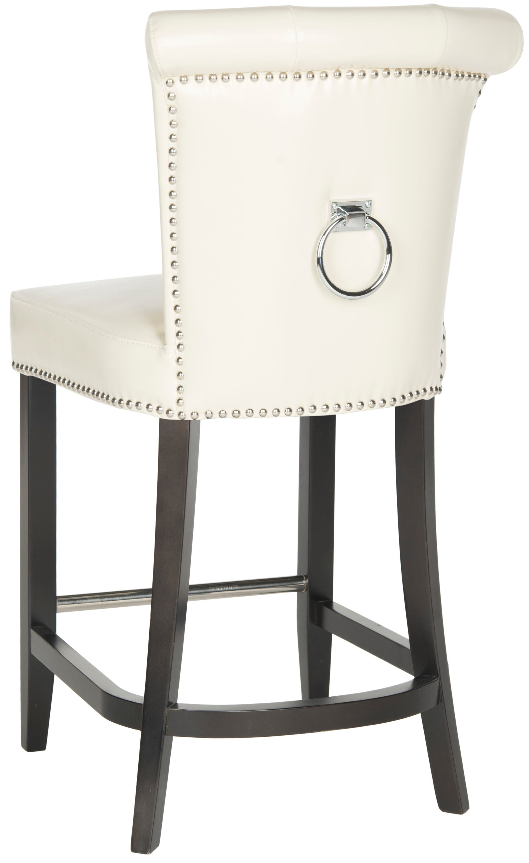 Espresso Birchwood and Flat Cream Bicast Leather Counter Stool