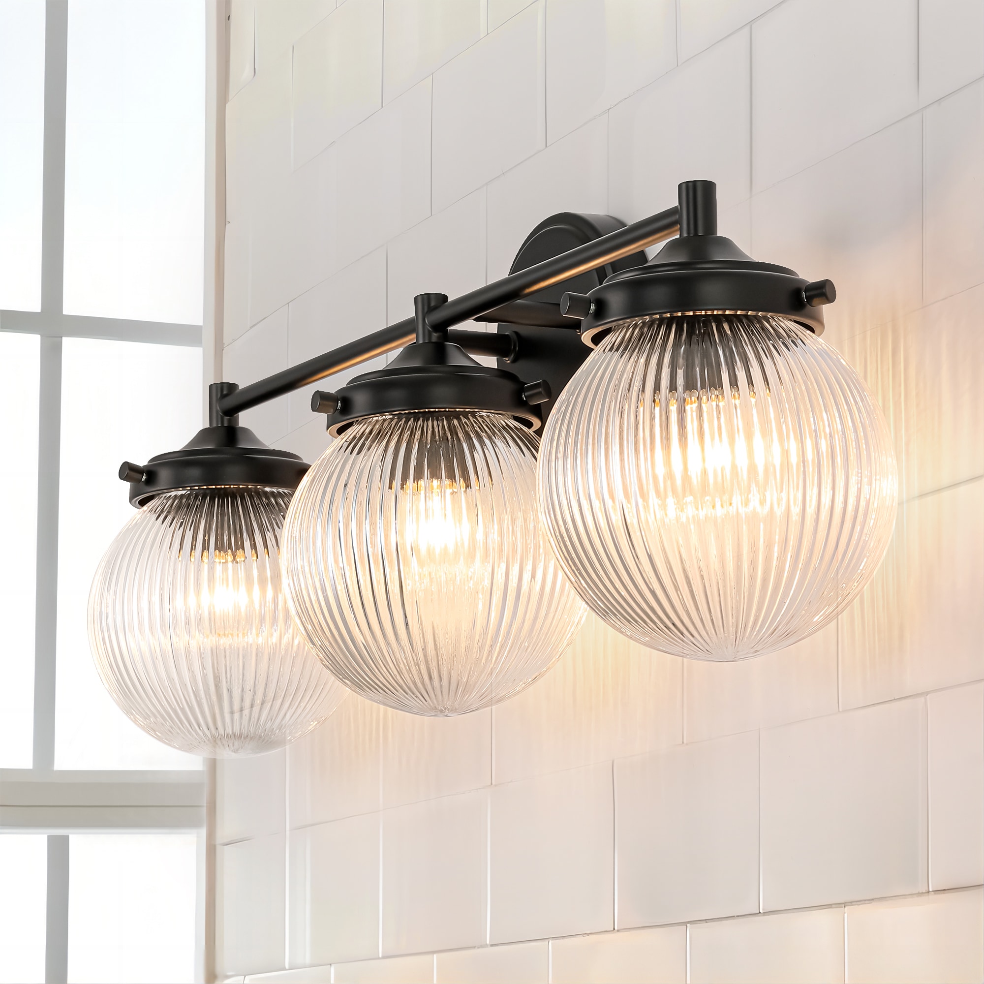 Rennnsan VL810156708 Roxanne 24.4-in 3 -Light Matte Black Modern/contemporary Vanity light