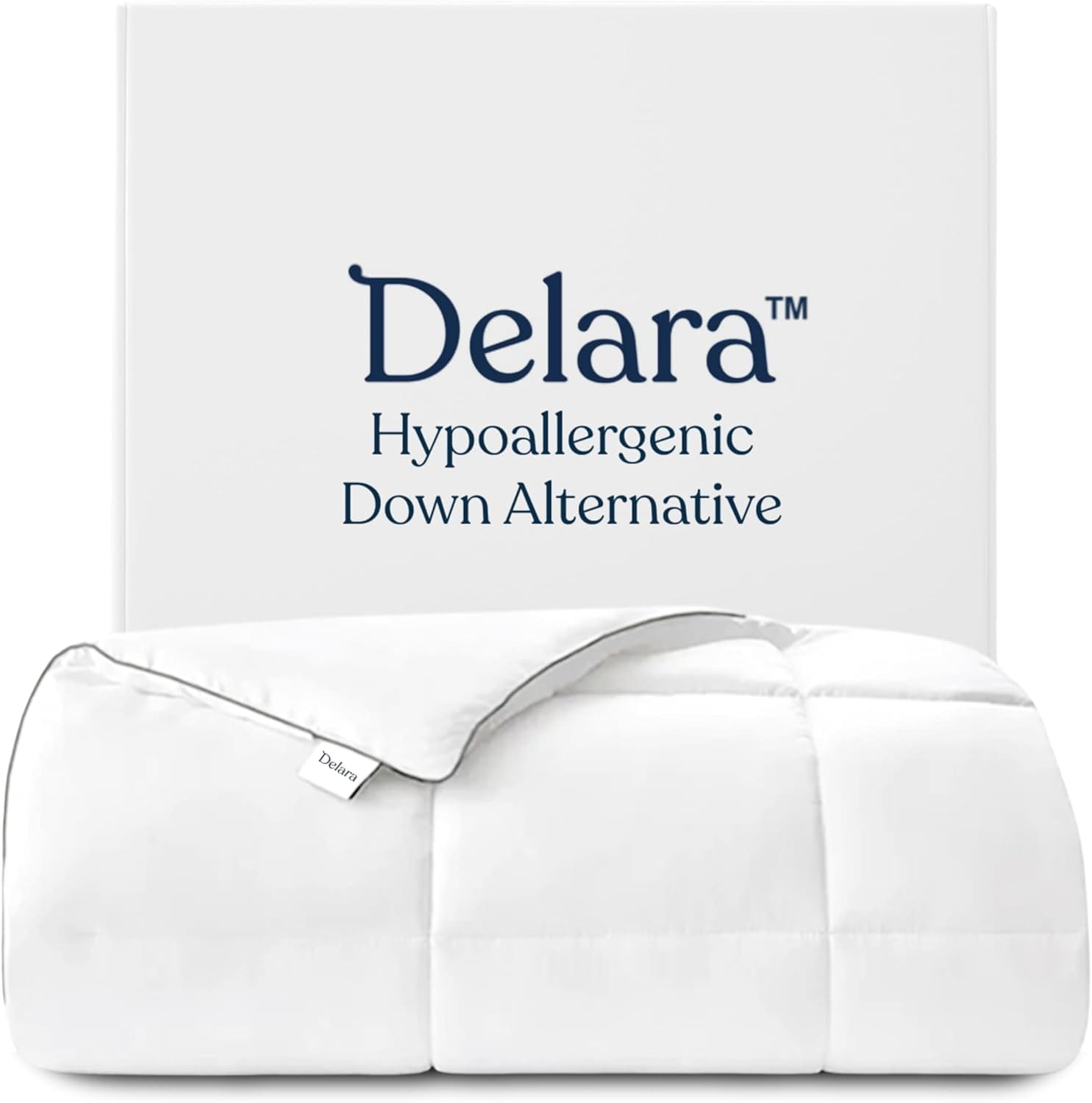 Delara  350 GSM All Season Down Alternative Duvet Insert with GOTS Certified Organic Cotton Shell 300 TC Sateen Cover Hypoallergenic Microfiber Fill 8 Snap Tabs