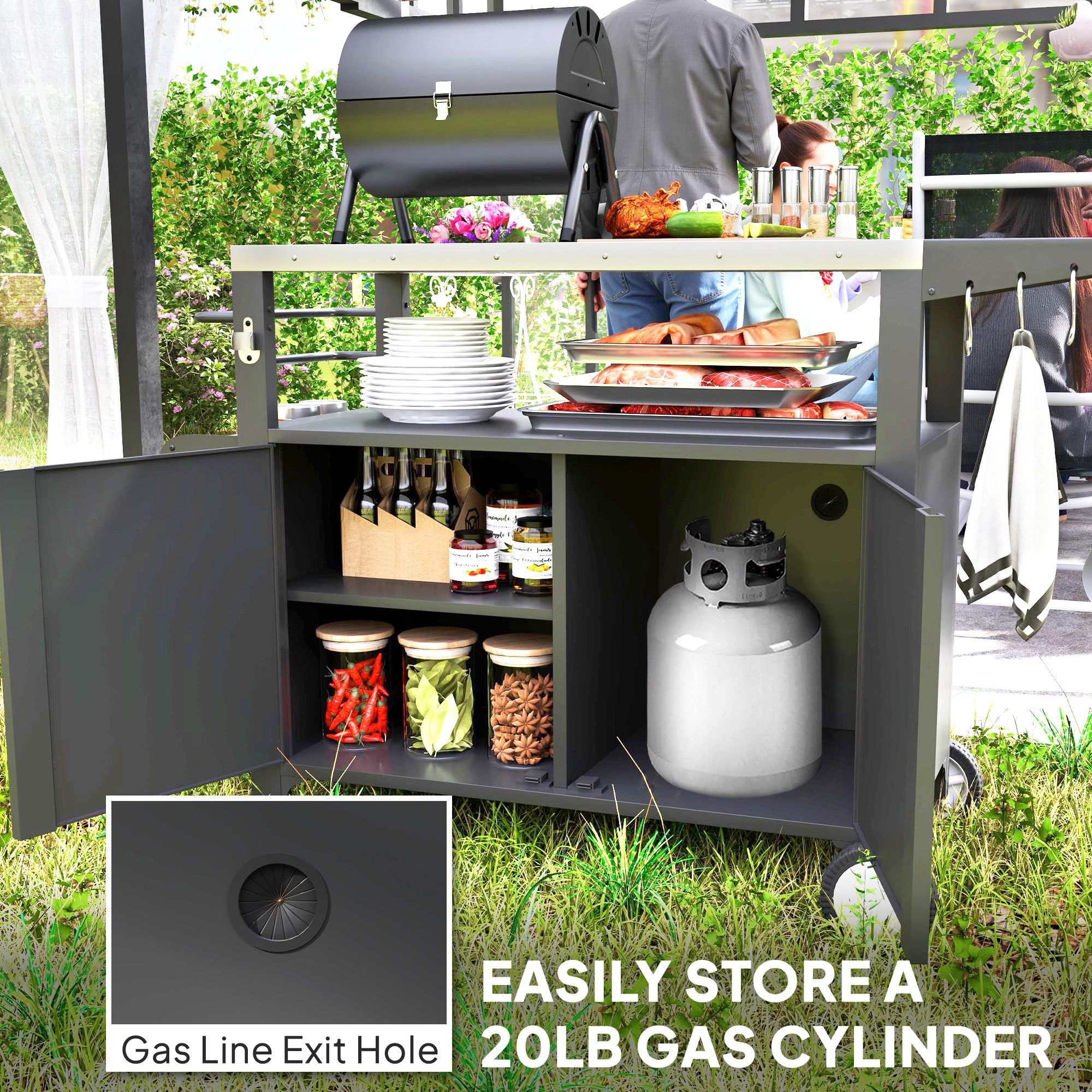 Outsunny WSY-7HCGWV Grill-Carts-Grill-Stands - View #7