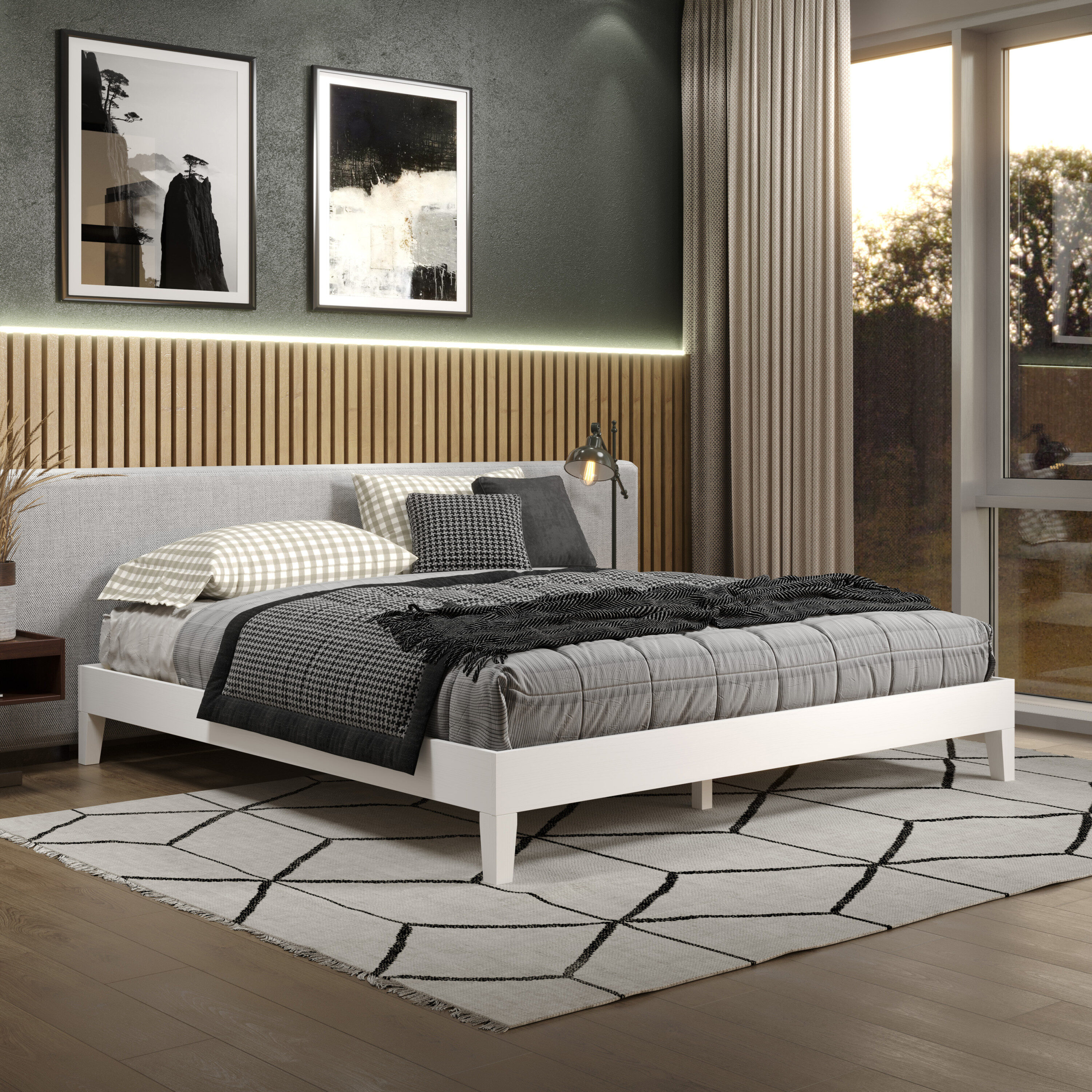 Steve Silver NIX900KPBW White King Wood Platform Bed