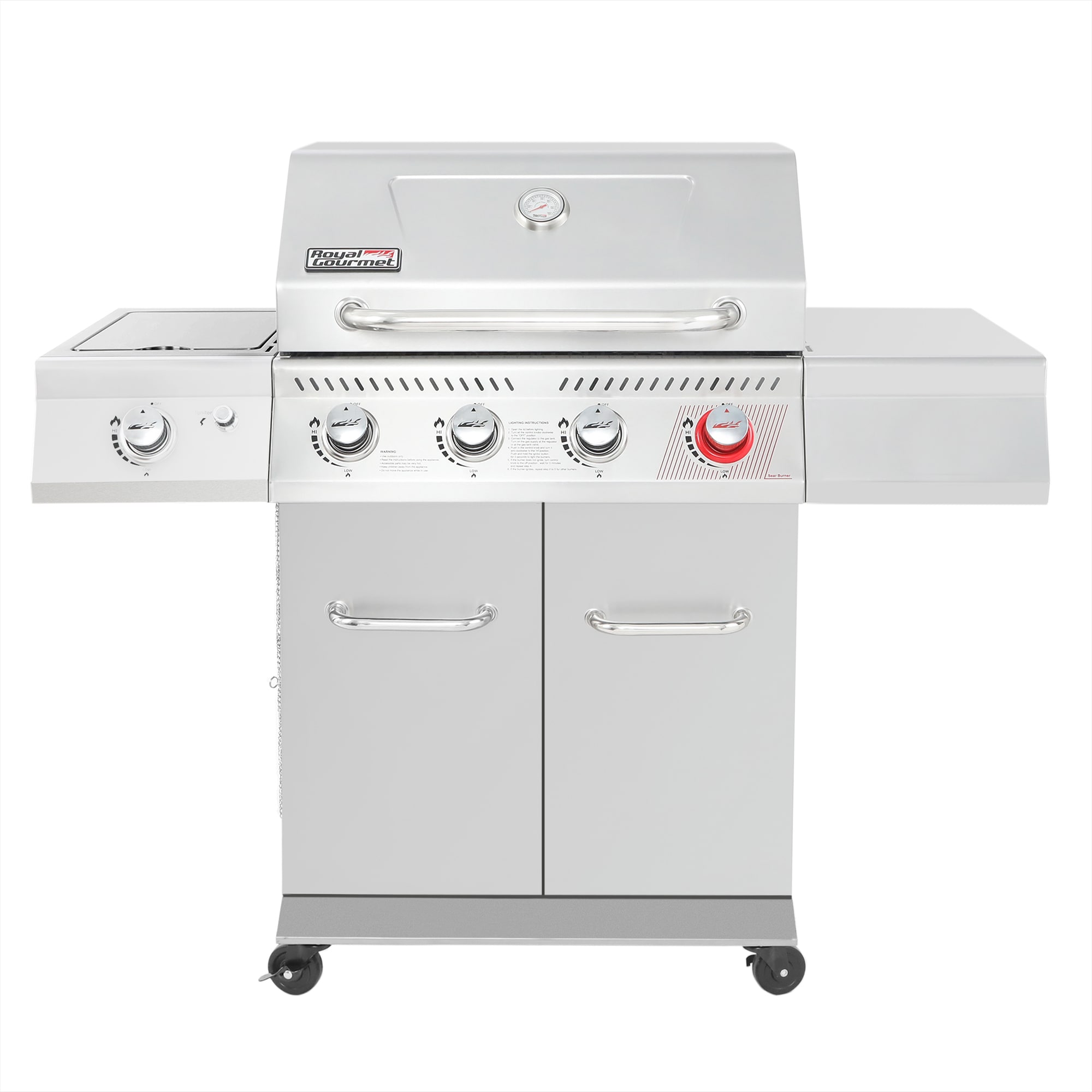 Royal Gourmet Stainless Steel 4-Burner Liquid Propane Gas Grill with 1 Side Burner GA4402S Sansujyuku sansujyuku.com