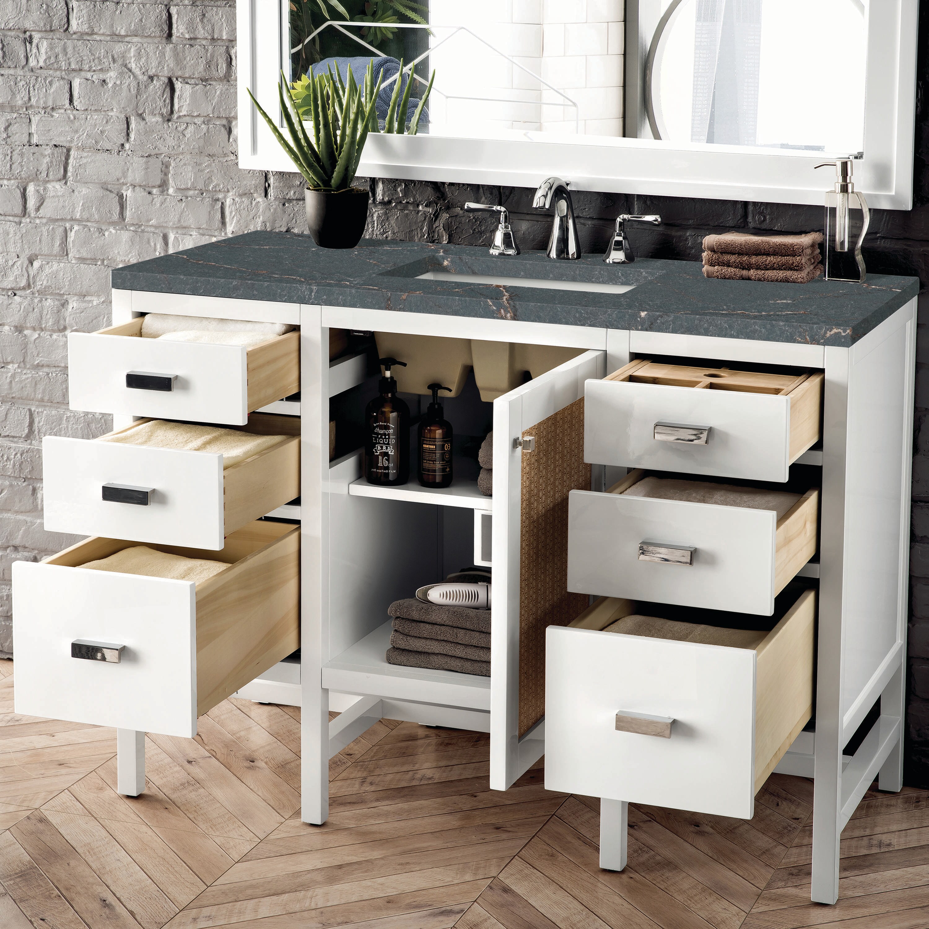 James Martin Vanities Addison 48-in Glossy White Undermount Single Sink ...