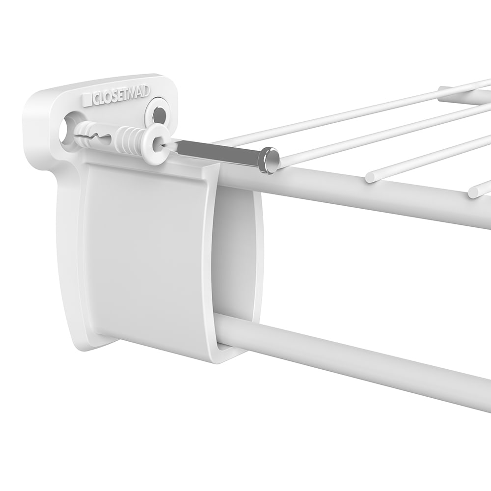 Expandable Closet Shelf & Rod 64 in. W - 118 in. W, White,Mounts to 2 Side  Walls (NO End Brackets), Wire, Closet System