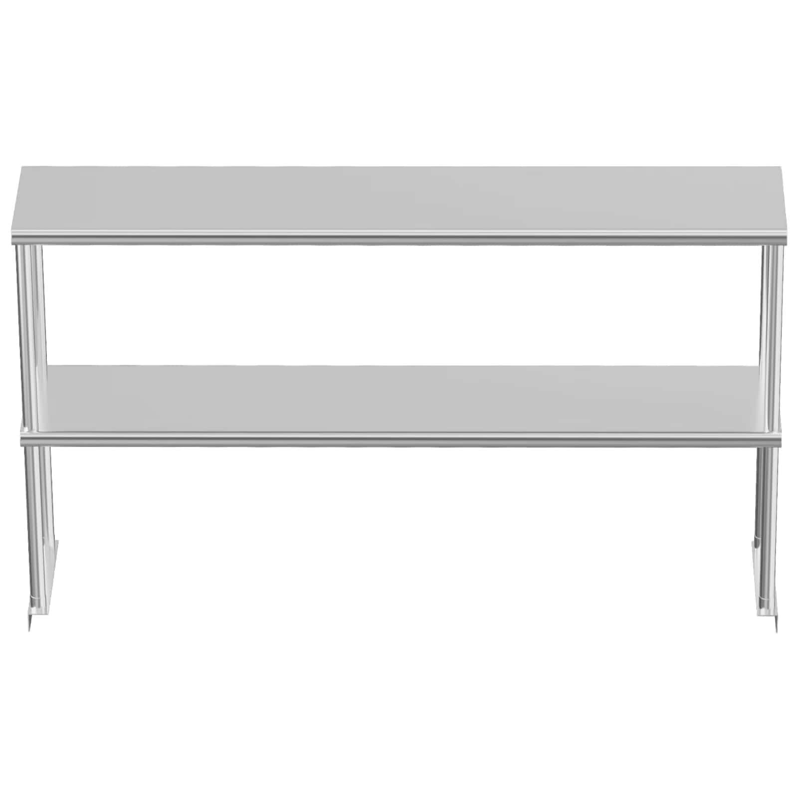 Qeetex Stainless Steel Double Overshelves 60x12 Inches Adjustable Commercial 2-Tier Shelf Heavy Duty Racks for Kitchen Prep Table Worktable Restaurant #JXNAG-PHO-15S9HN5L