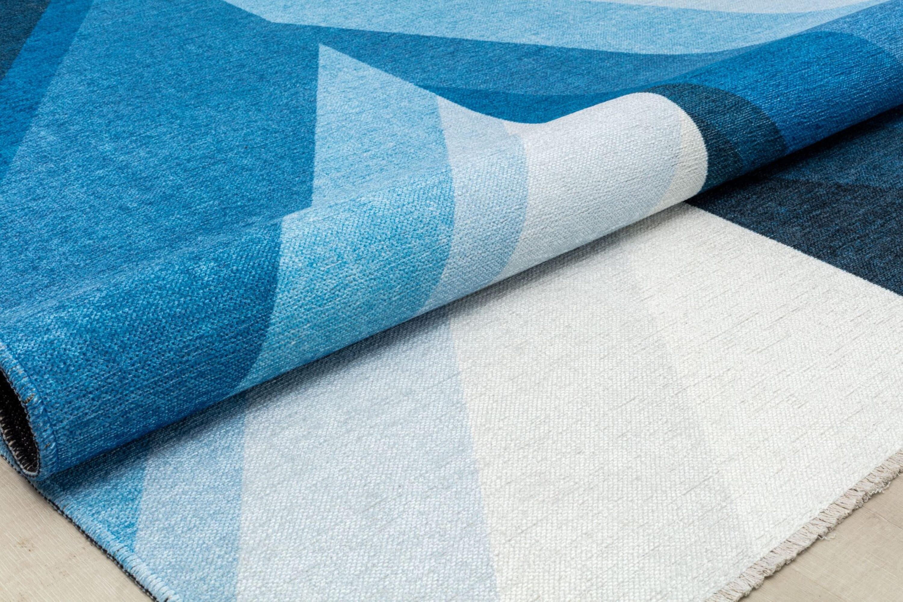 Maisie True Blue Geometric Flat Woven Area Rug
