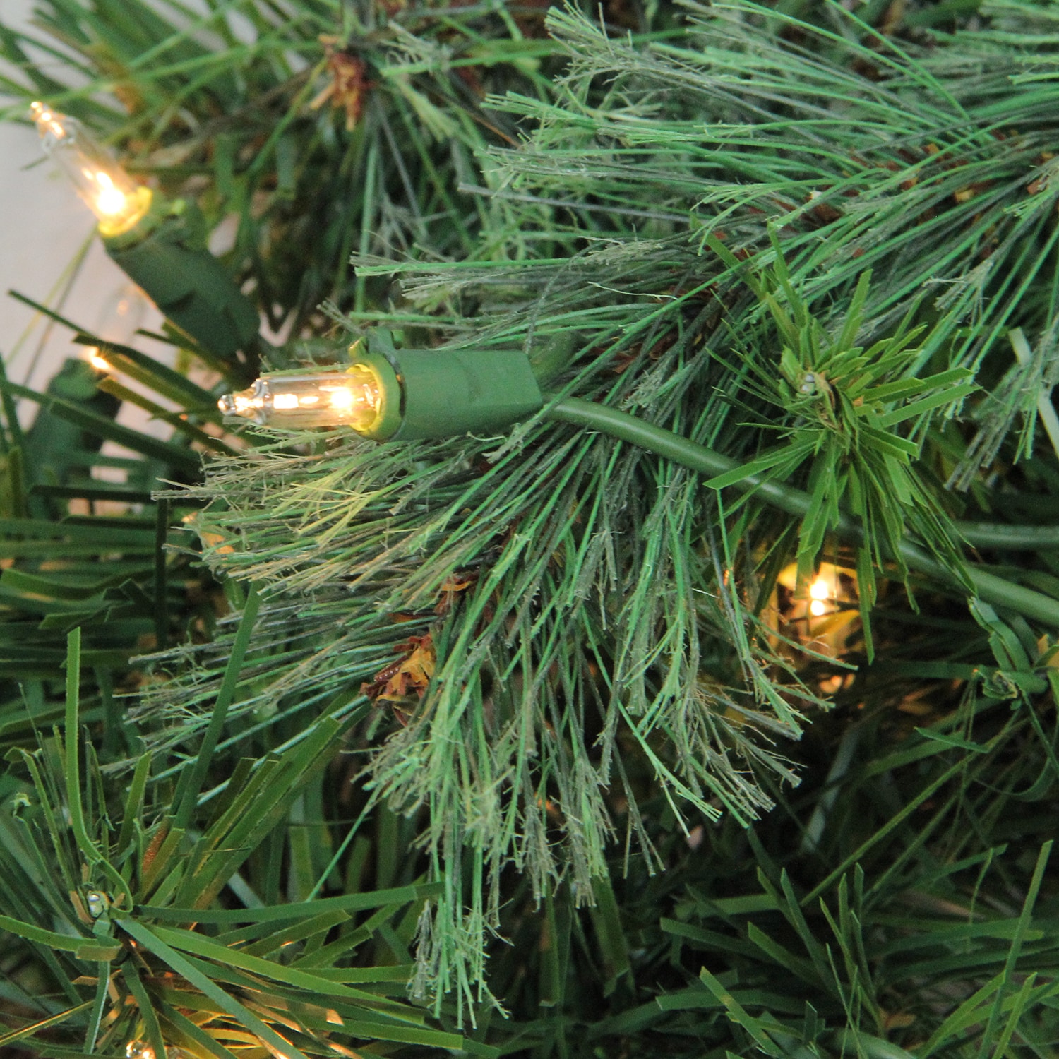 Luminous Pine Outdoor Winter Wreath with Clear Lights and Ribbon Accents