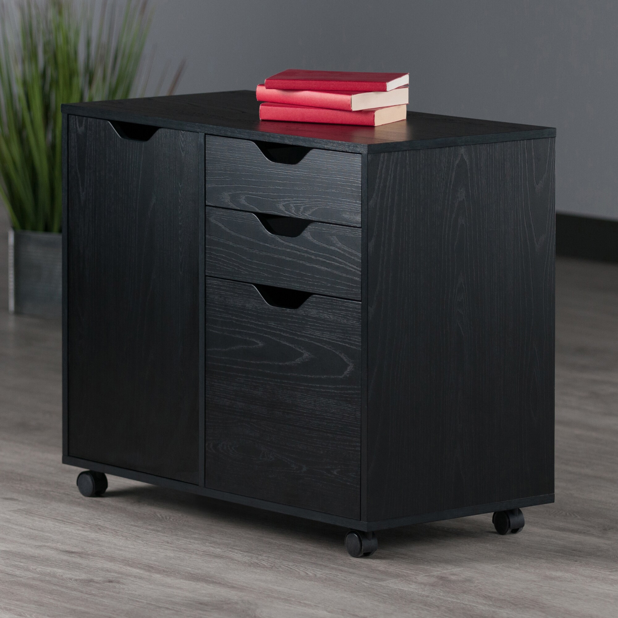 Halifax Black Mobile Filing Cabinet with 2 Drawers and Lock
