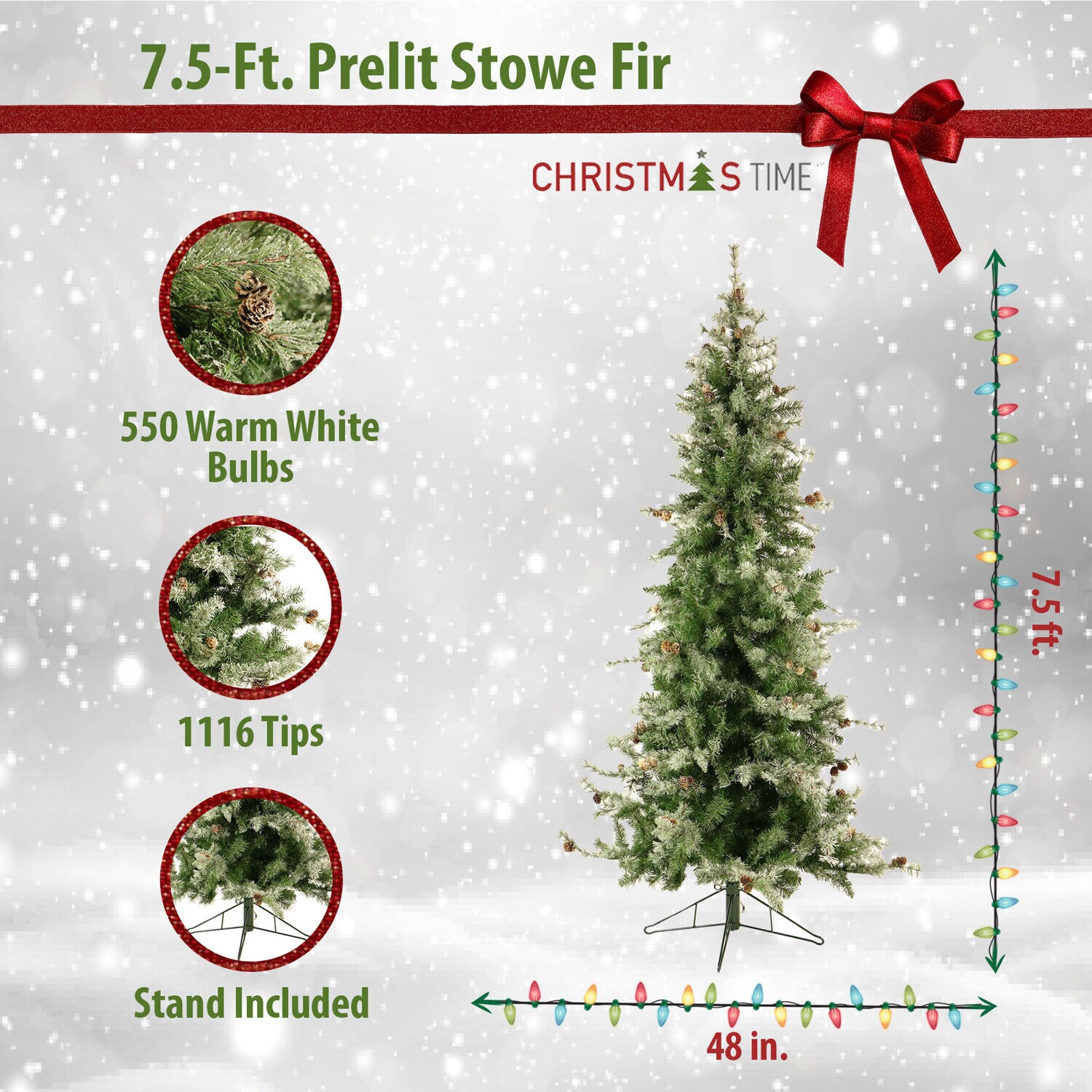 Christmas Time CT-SF075-LED Artificial-Christmas-Trees - View #2