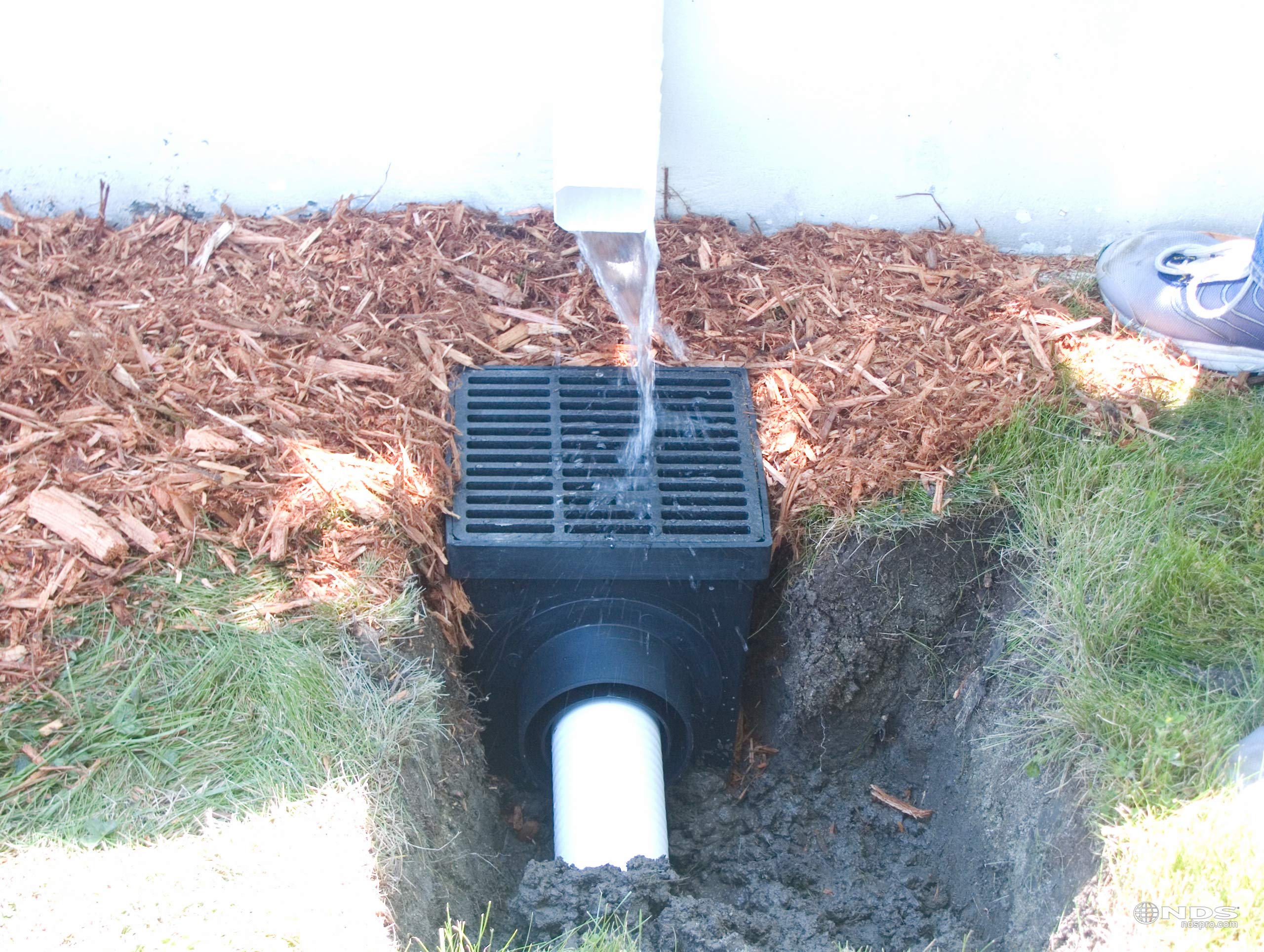 NDS 12 in. Square Catch Basin Drain Kit with 2-Opening Basin Black ...