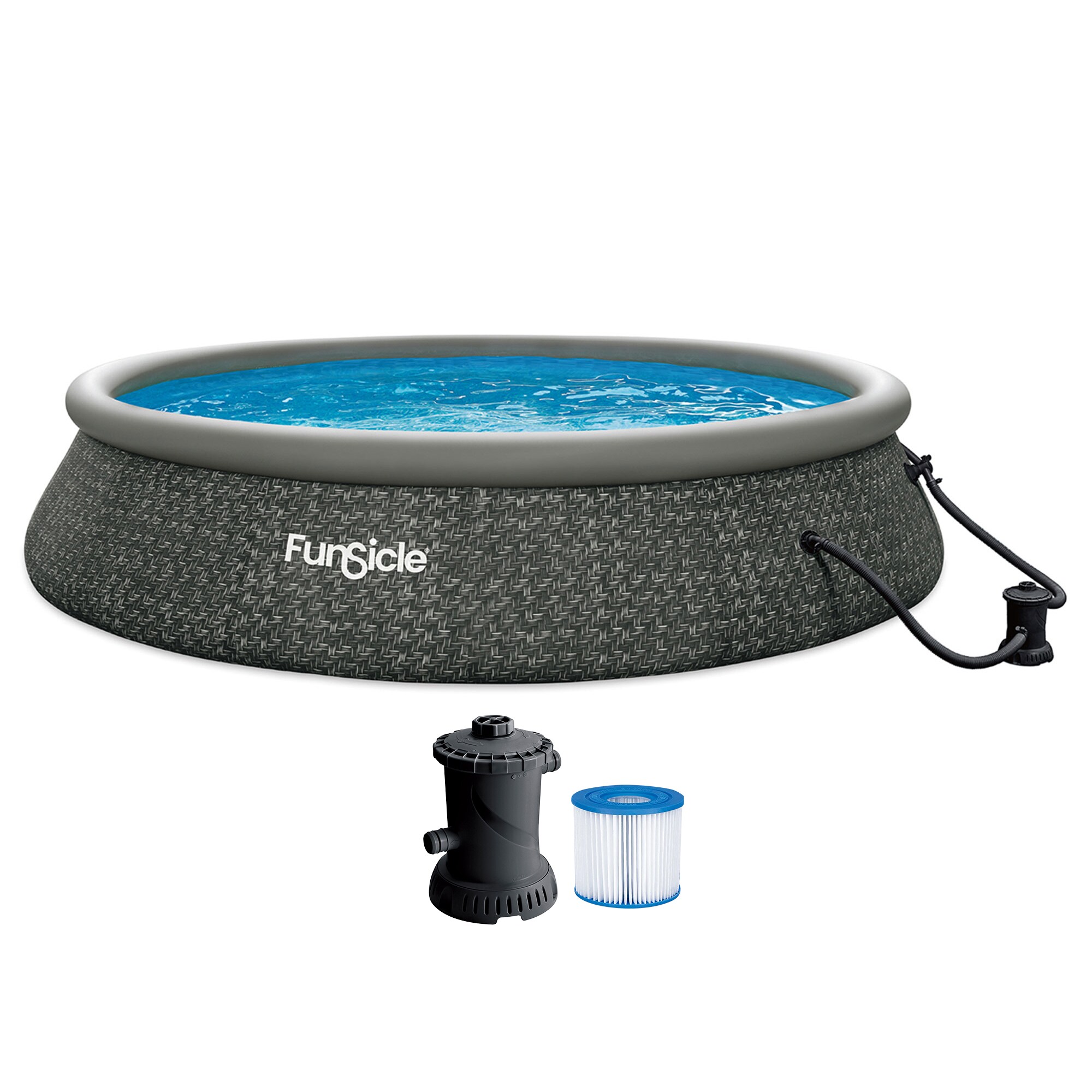 Funsicle  15ft x 36in QuickSet Ring Top Above Ground Swimming Pool Herringbone