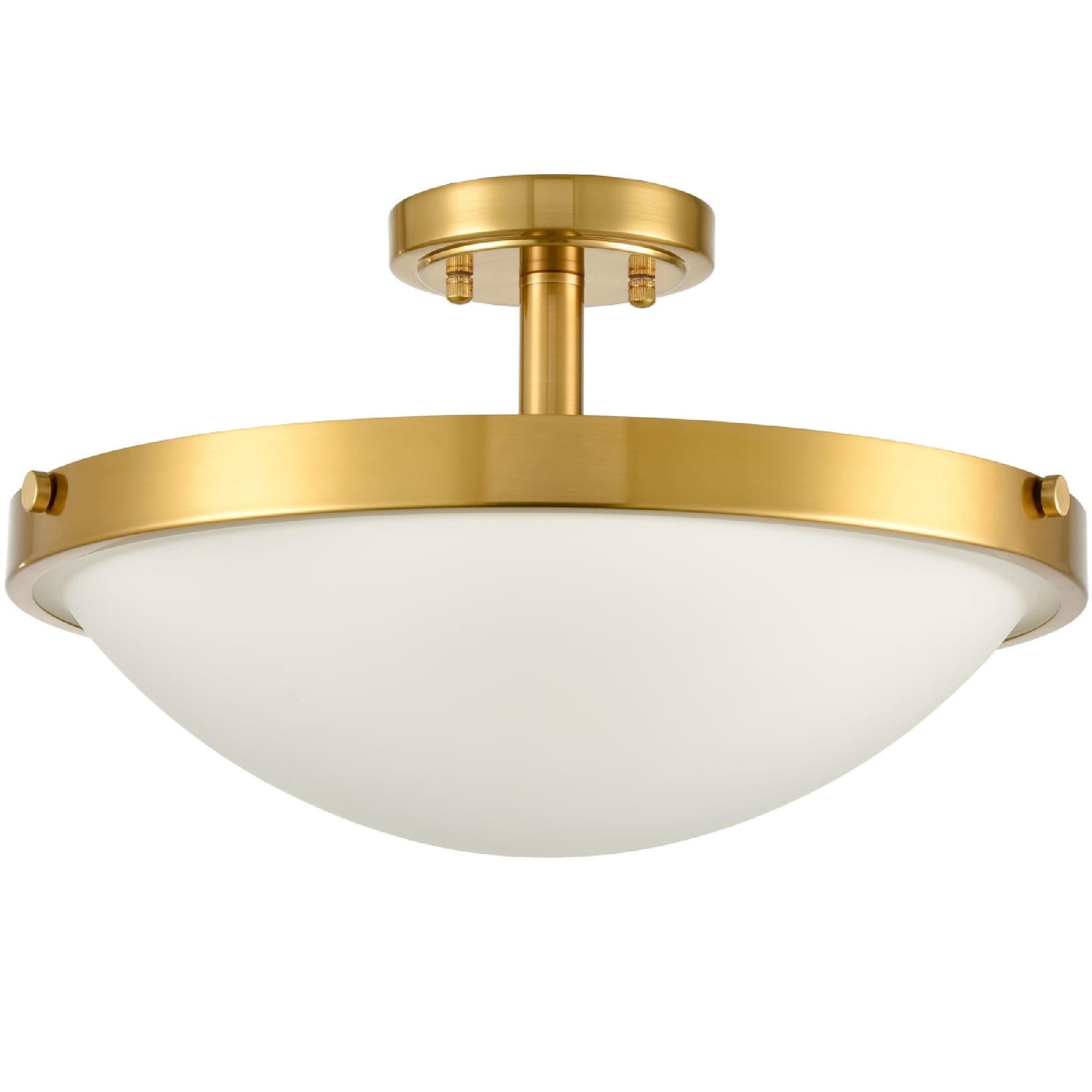 Tiffany Brushed Brass and Frosted Glass Bowl Semi Flush Mount Light