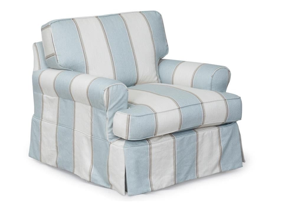 Sunset Trading SU-117620SC-479541 Horizon Blue and Off White Tweed (Twill) Chair Slipcover