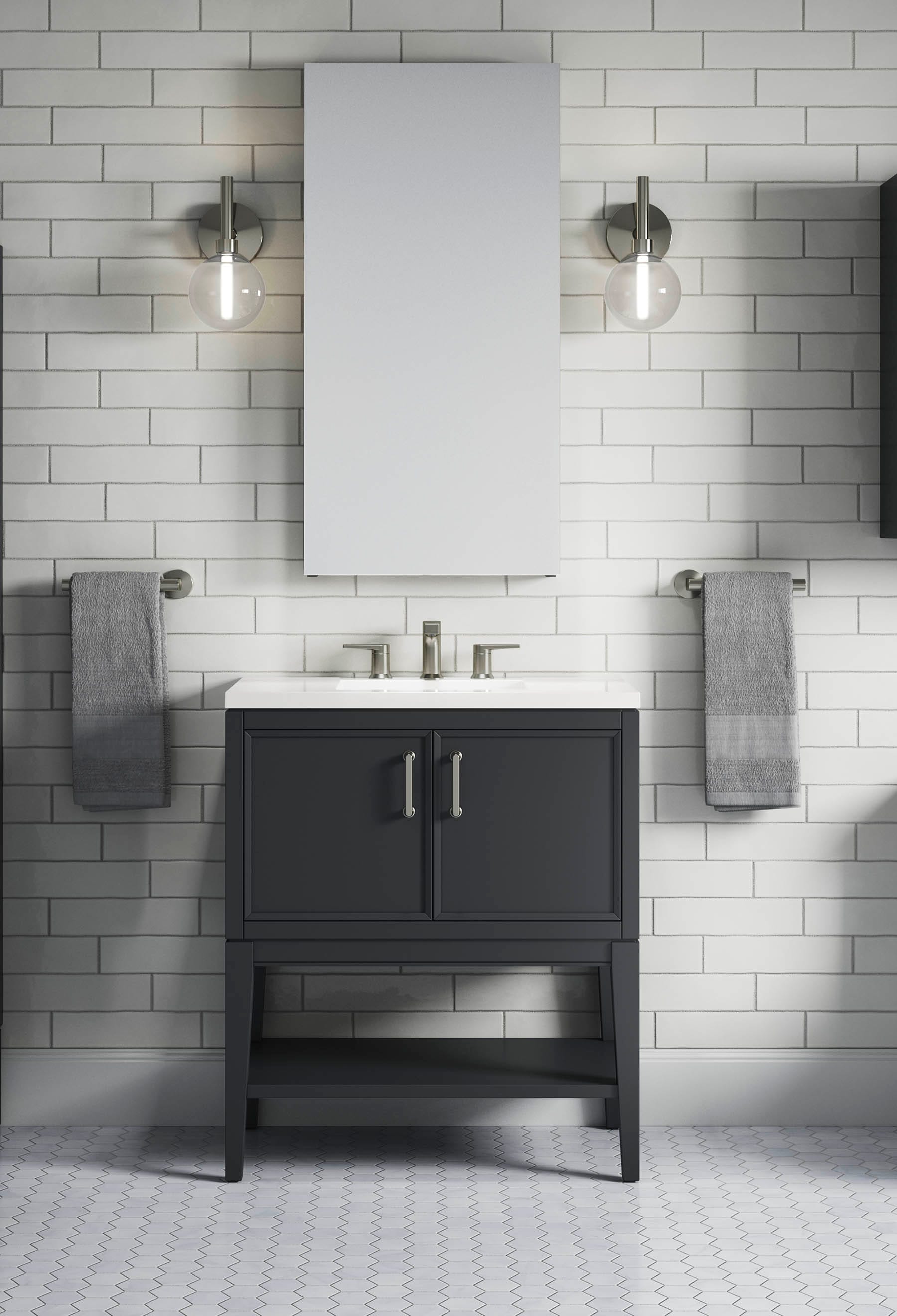 KOHLER 33578-ASB-1WX Winnow 30-in Slate Grey Undermount Single sink Bathroom Vanity with Slate Grey Quartz Top