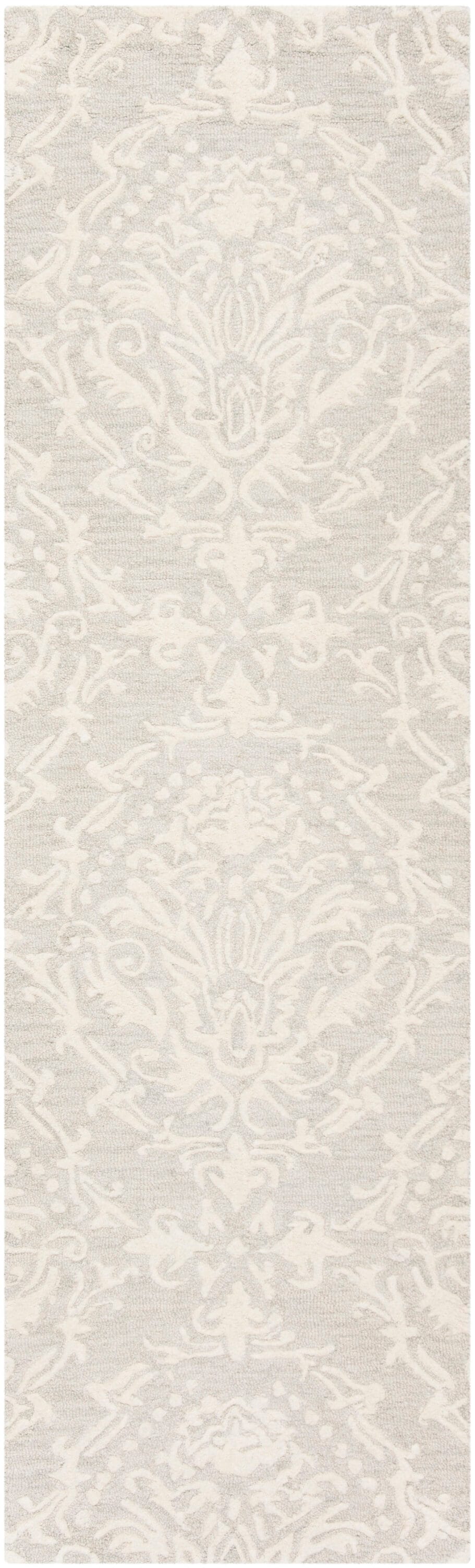 Handmade Sage and Ivory Floral Wool Tufted Runner Rug