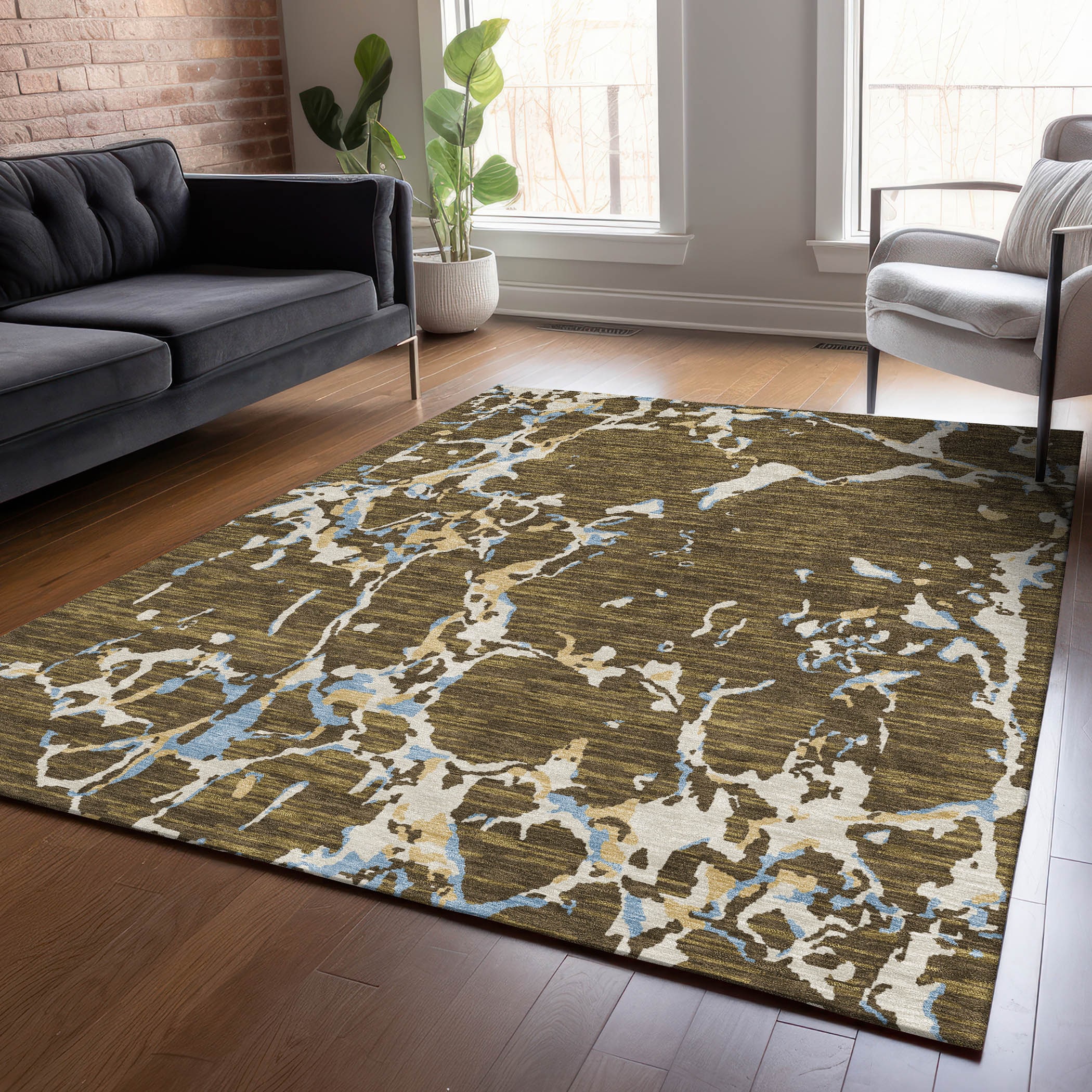Addison Rugs ACN1046CF10X14 Chantille ACN1046CF 10 x 14 (ft) Polyester Coffee Rectangular Indoor/Outdoor Geometric Machine washable Area rug