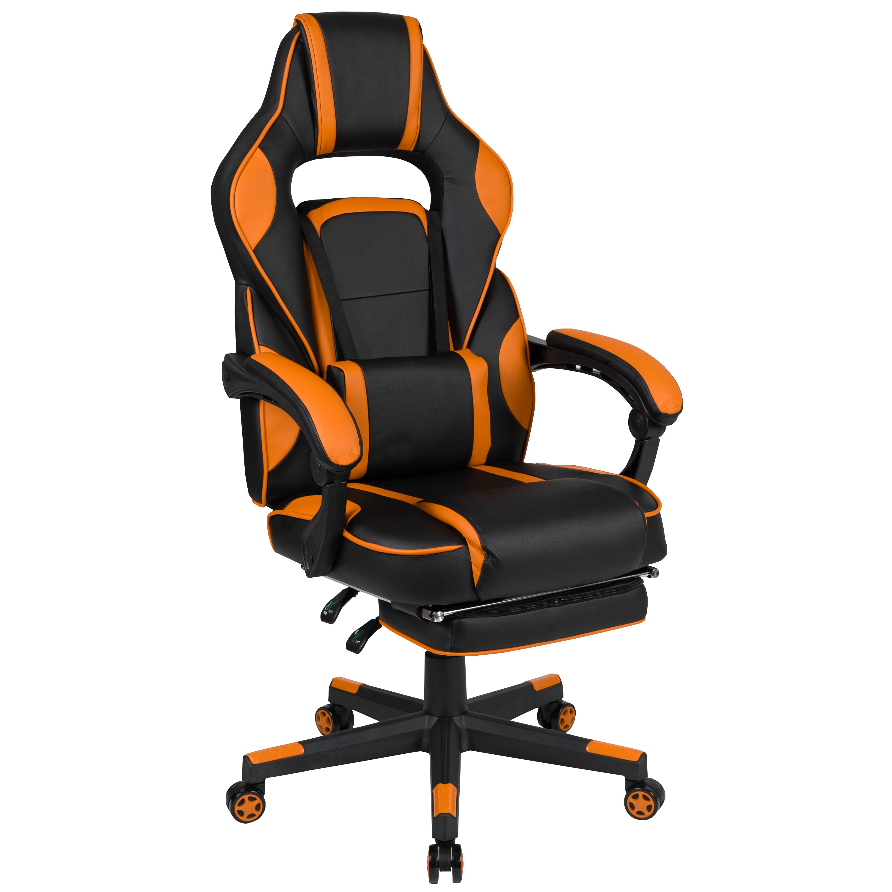 Flash Furniture X40 Black/Orange Contemporary Ergonomic Adjustable Height Swivel Faux Leather Gaming Chair in the Office Chairs at Lowes.com