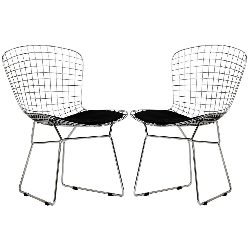 Modway EEI-925-BLK Set of 2 CAD Contemporary/Modern Vinyl Dining Side Chair (Metal Frame)