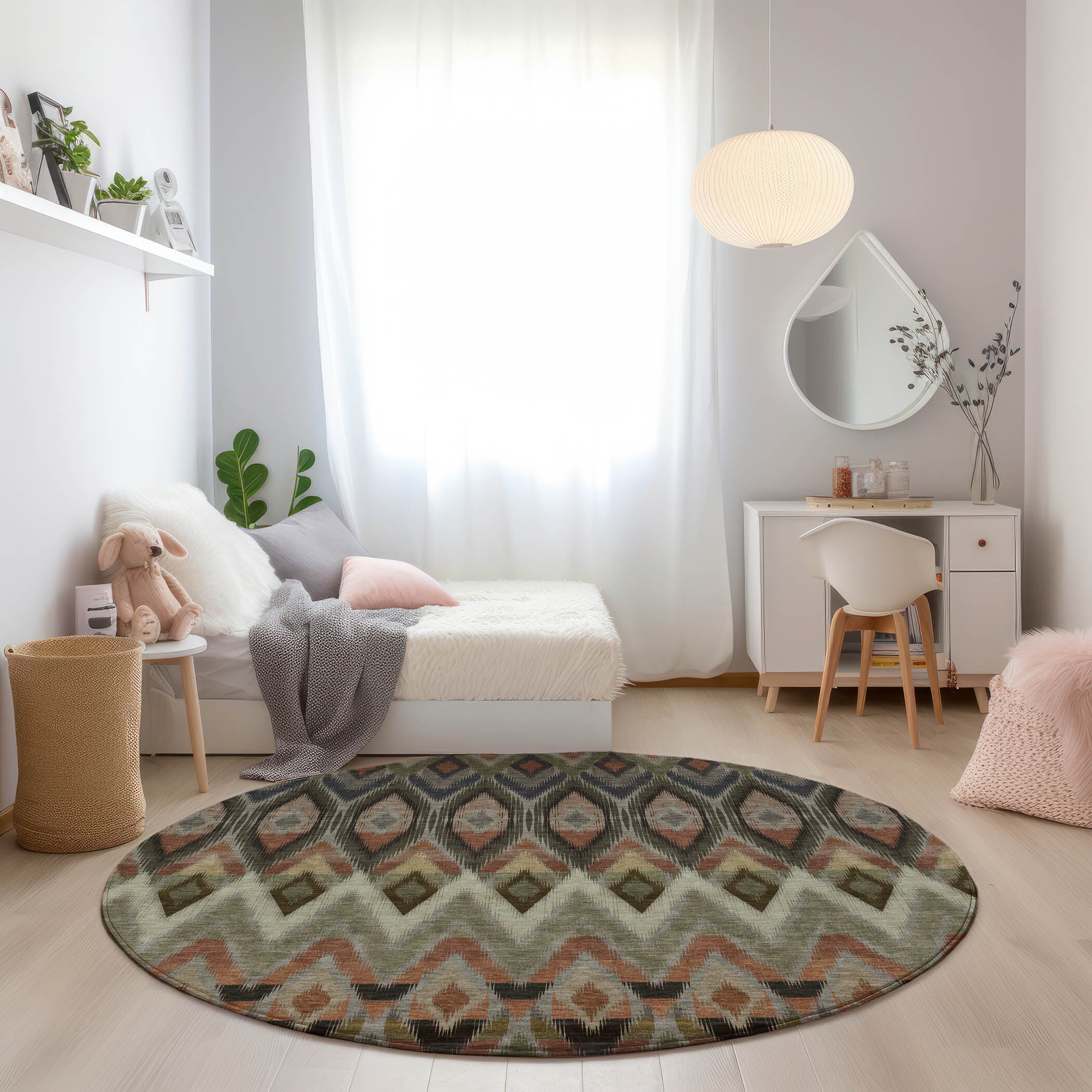Addison Rugs ACN617TP8RO Chantille ACN617TP 8 x 8 (ft) Polyester Taupe Round Indoor/Outdoor Abstract Machine washable Area rug