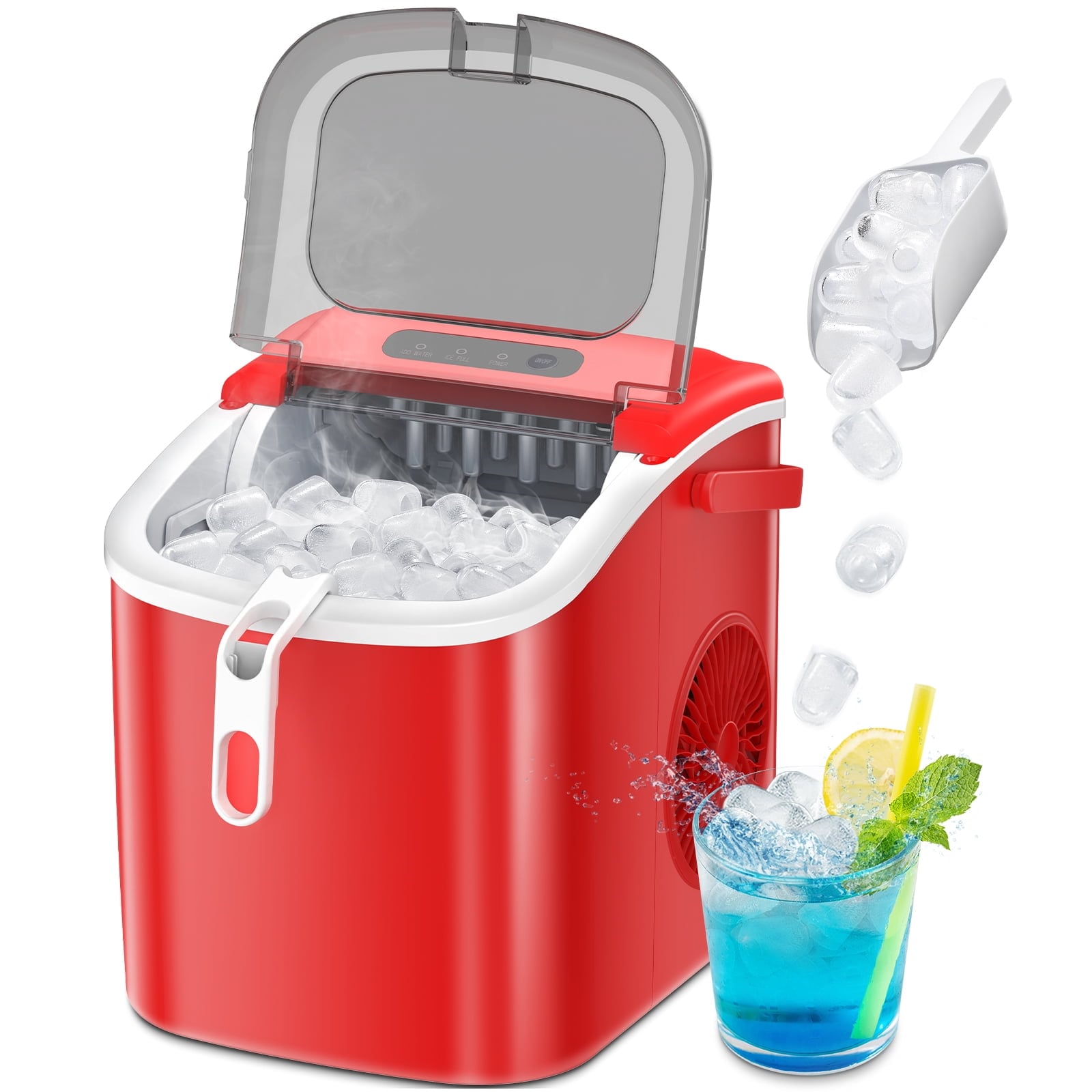 Cowsar 26 Lb Ice Per Day Countertop Or Portable Bullet Ice Maker Red In The Ice Makers