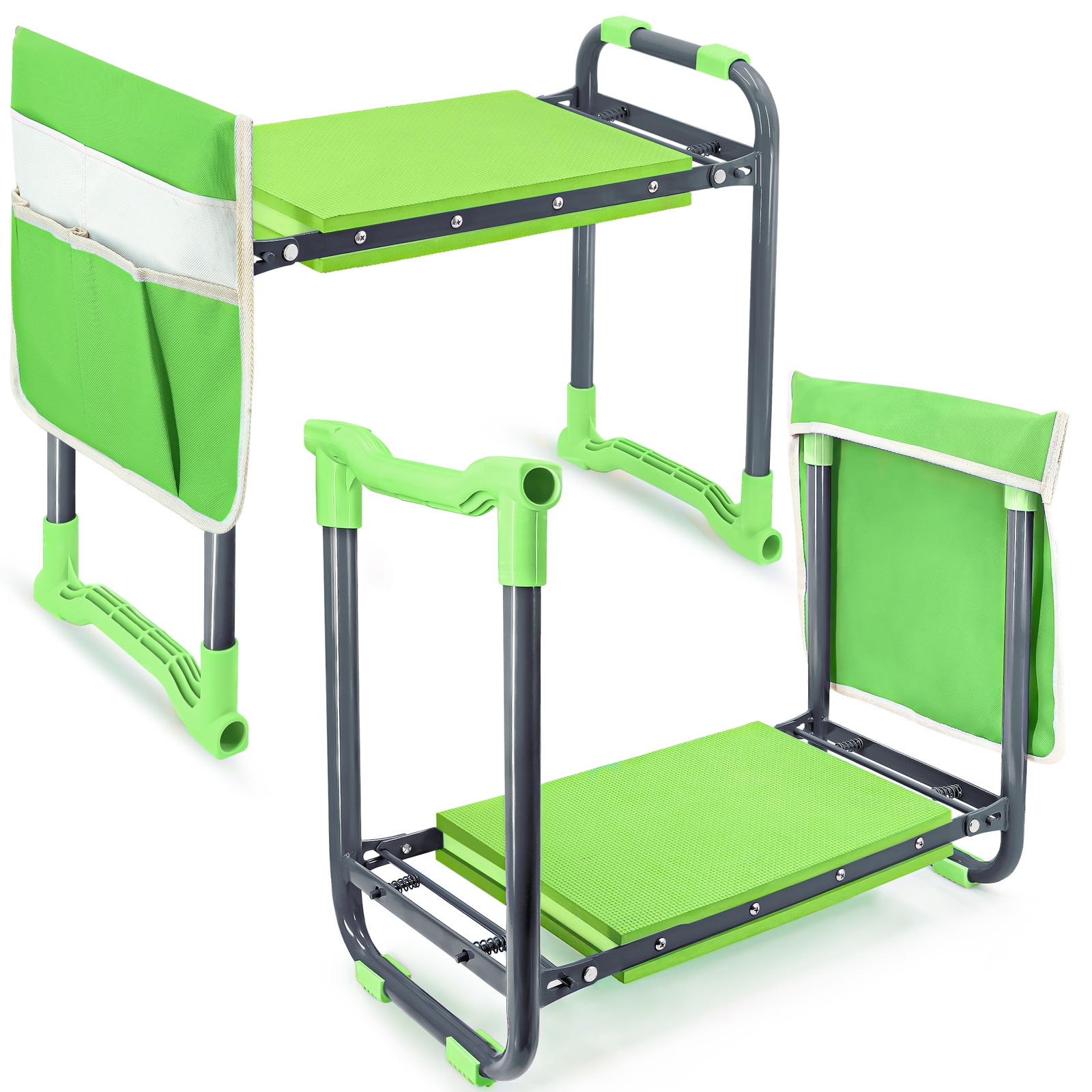 Jardineer  Foldable Garden Kneeler and Seat Portable Kneeler Stool Heavy Duty Gardening Bench Durable Garden Stool Comfortable EVA Foam Cushion Ideal for Women Gardening  Camping  Green