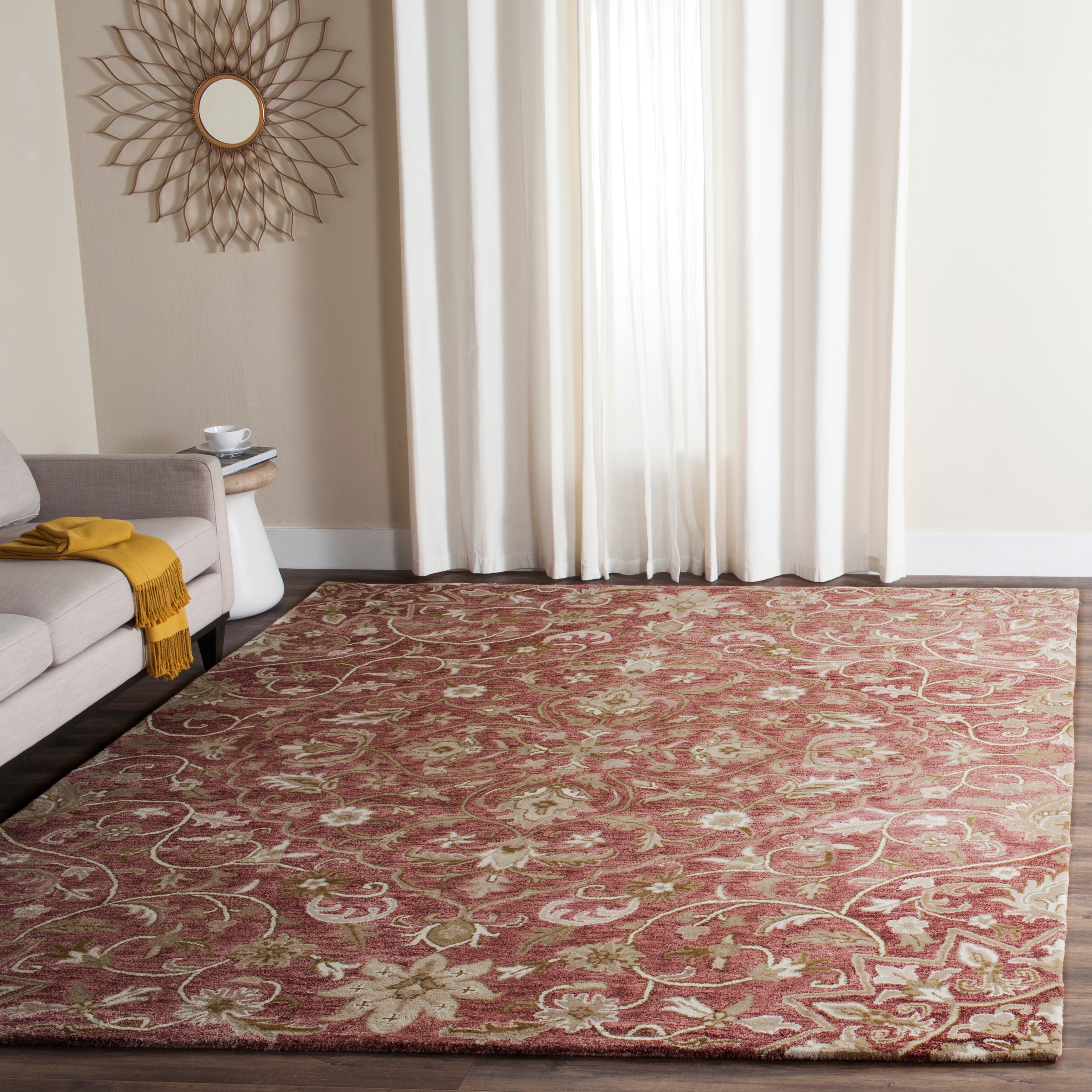  Bella 673 Rose/Taupe Traditional 6ft x 9ft Medium Rectangle Rug