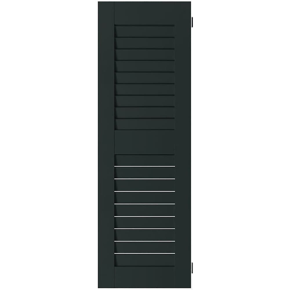 Ekena Millwork RWL18X040DGP 18-in W x 40-in H Black Forest Green Louvered Wood Exterior Shutters ( 2 -Pack )