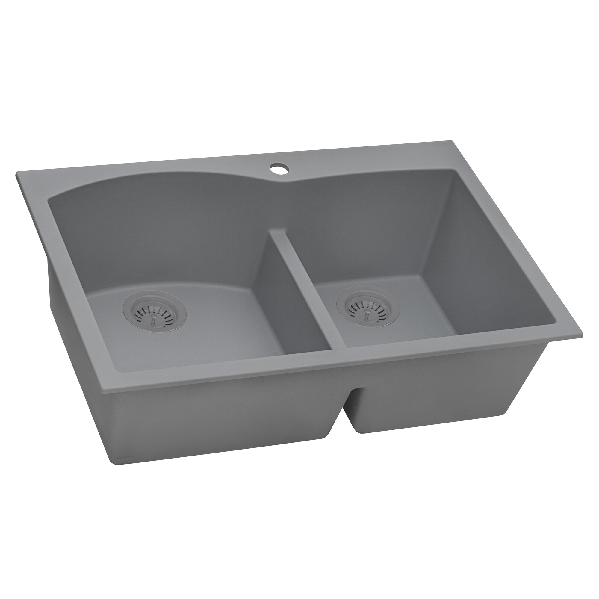 Silver Gray Stone Double Bowl Drop-in Kitchen Sink