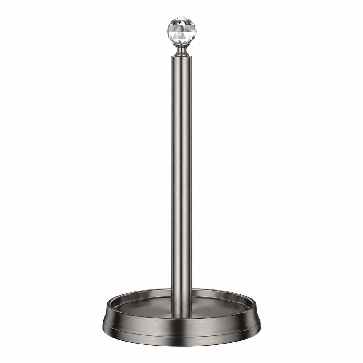 Aoibox Paper Towel Holder with Crystal Ball Top Steel Countertop Stand Fits Standard and Jumbo Rolls Brushed Nickel #LABVV09V