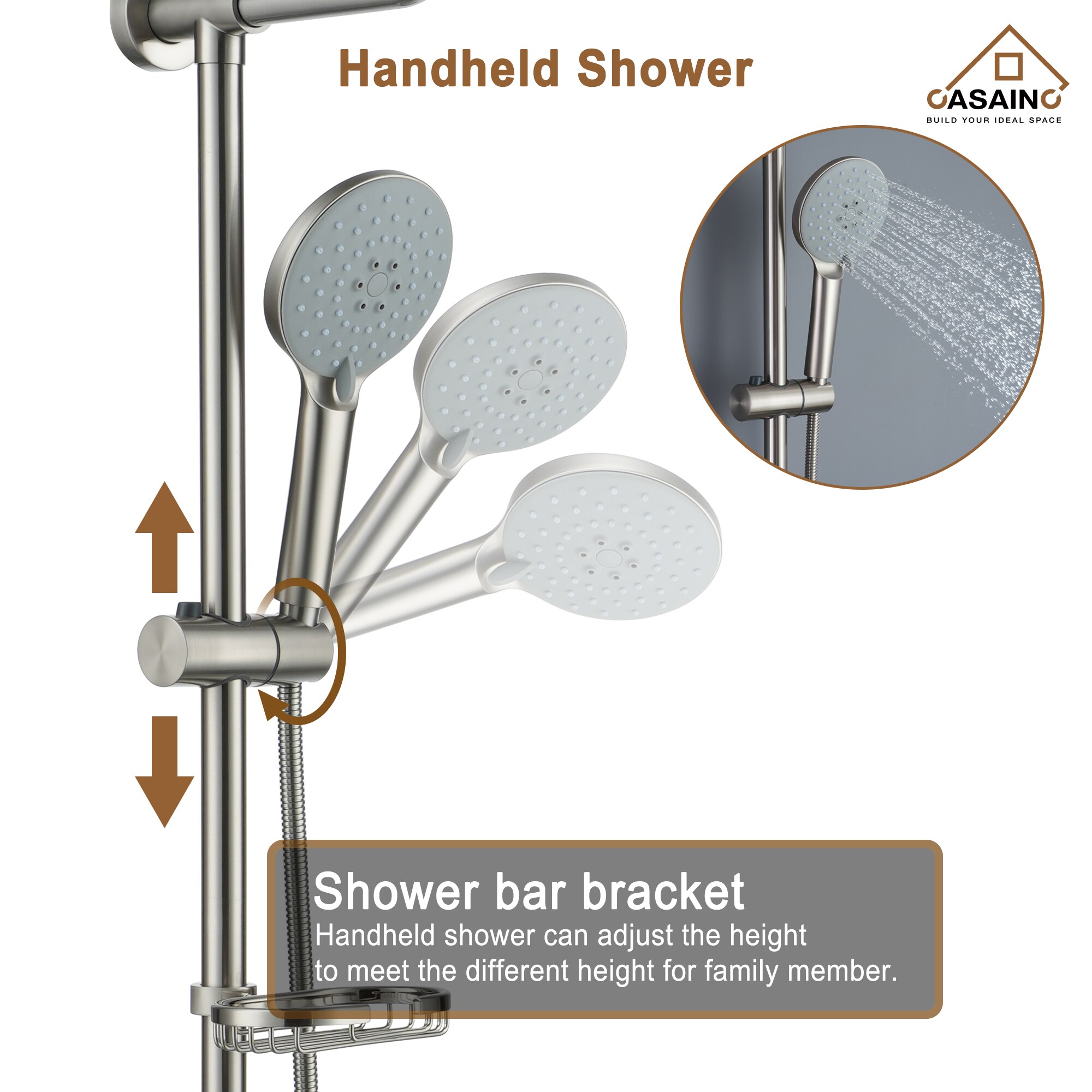 CASAINC CS1914-BN Showerhead-Bar-Panels - View #9