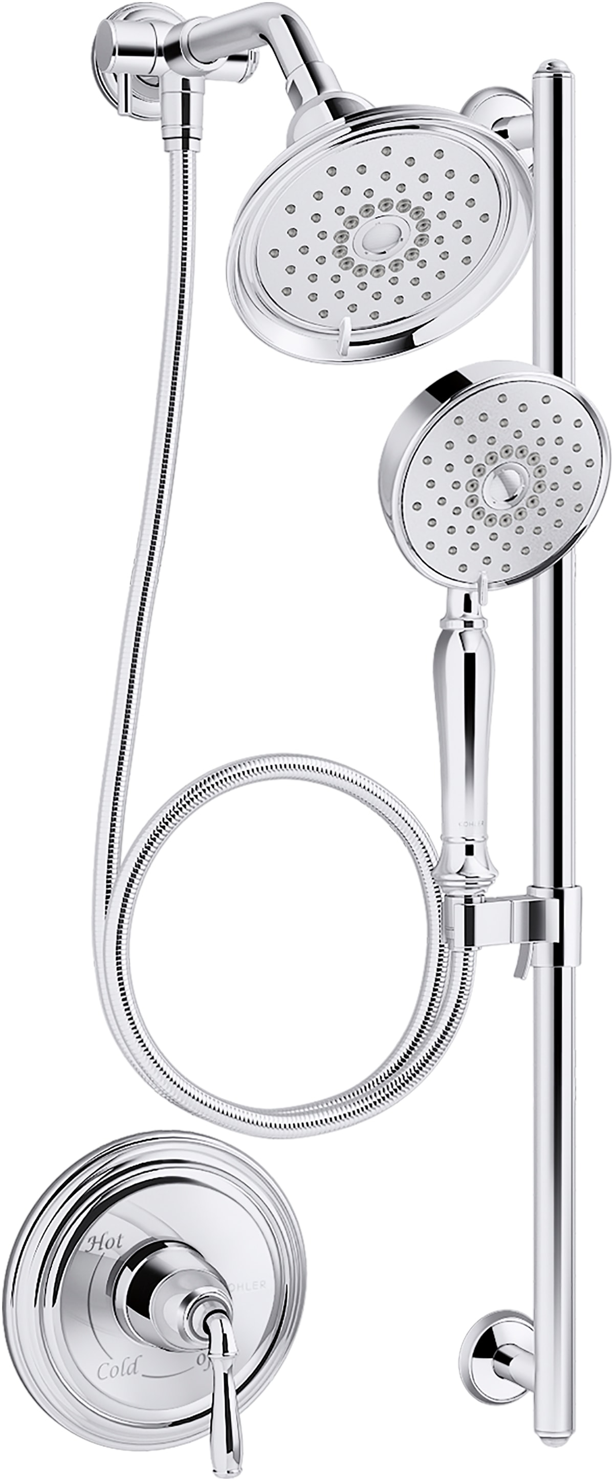 KOHLER Bancroft Polished Chrome Shower Faucet Bar System with 2-way Diverter