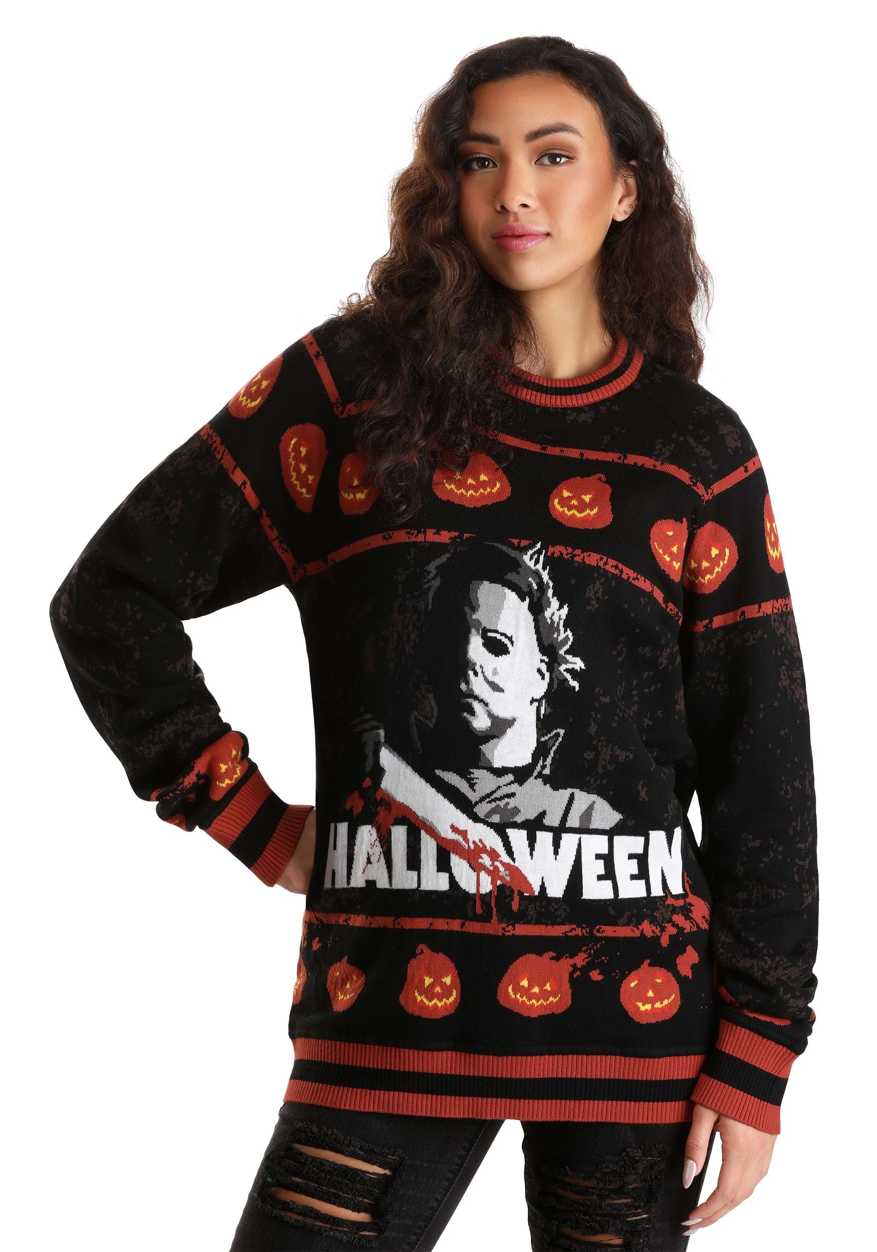 HalloweenCostumes.com FUN94269AD-S FUN Costumes Adult Halloween Michael Myers Sweater Halloween Sweaters Small