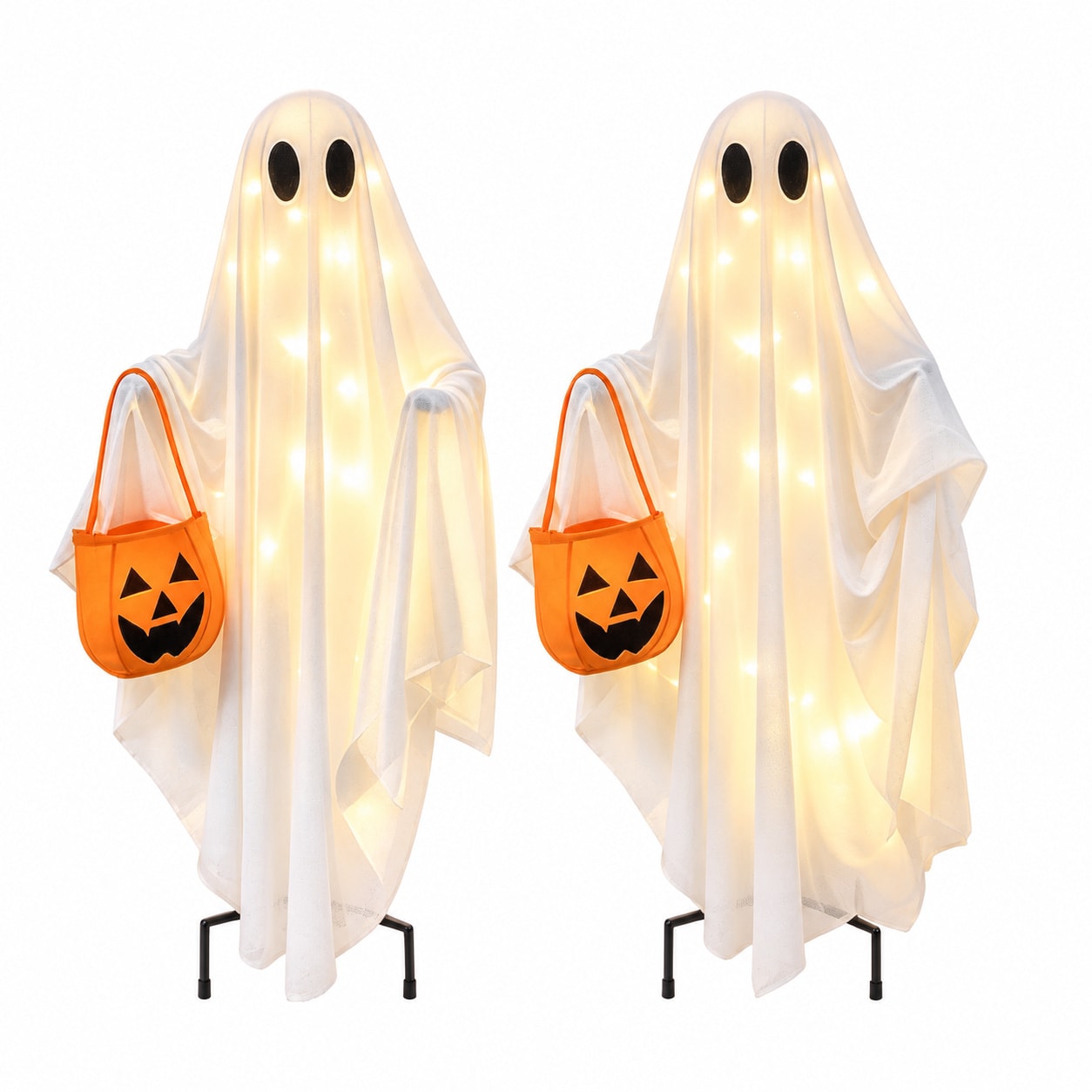 WZK 2 Pack Solar Ghost Lights Hanging Stake Yard Halloween Decor