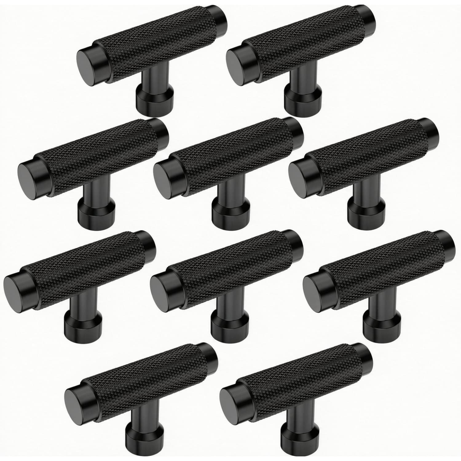 Angel Sar 10-Pack Matte Black Knurled Cabinet Knob with Screws for Cabinets Drawers Cupboard