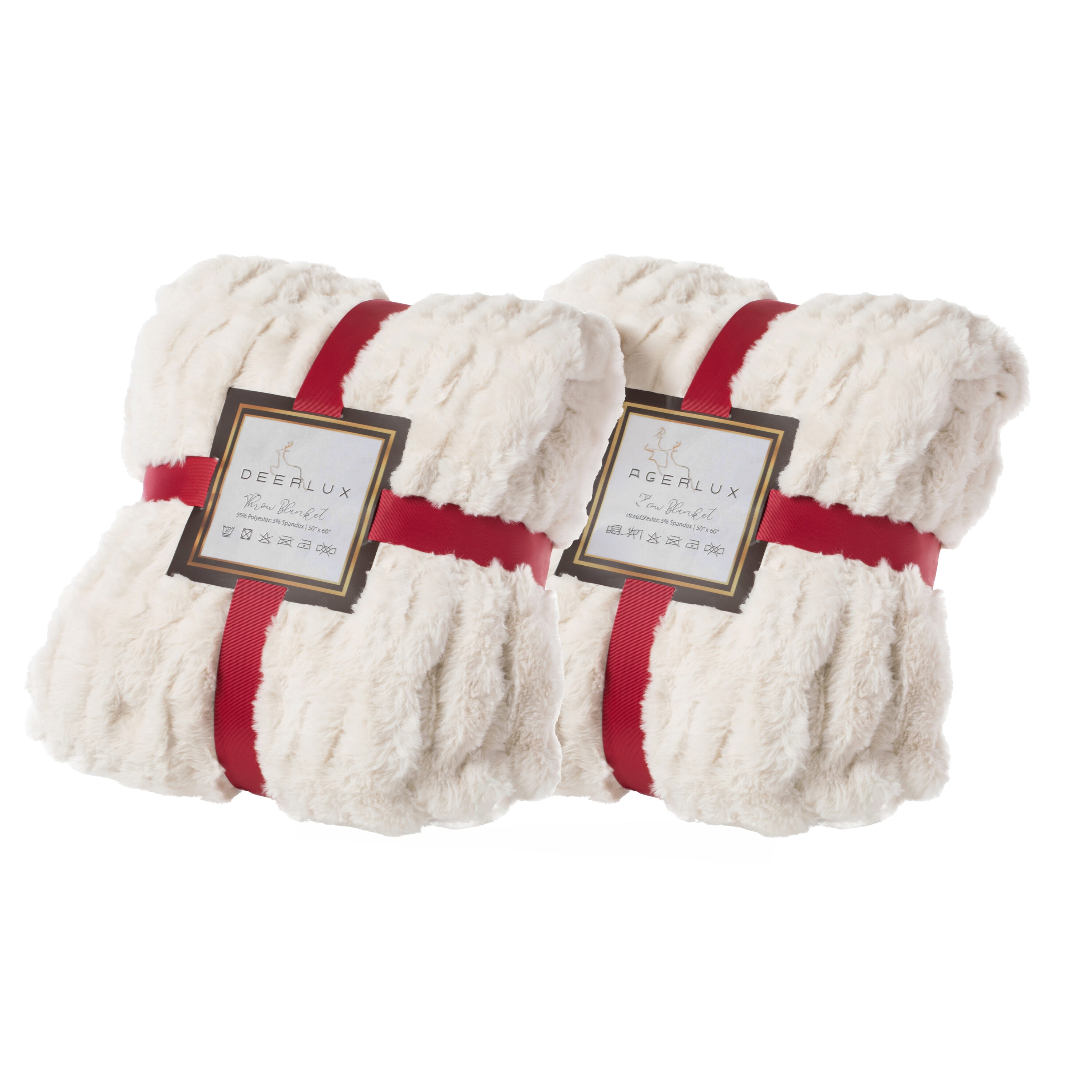 Deerlux QI004049.CM.2 Cream 50-in x 60-in Polyester Throw