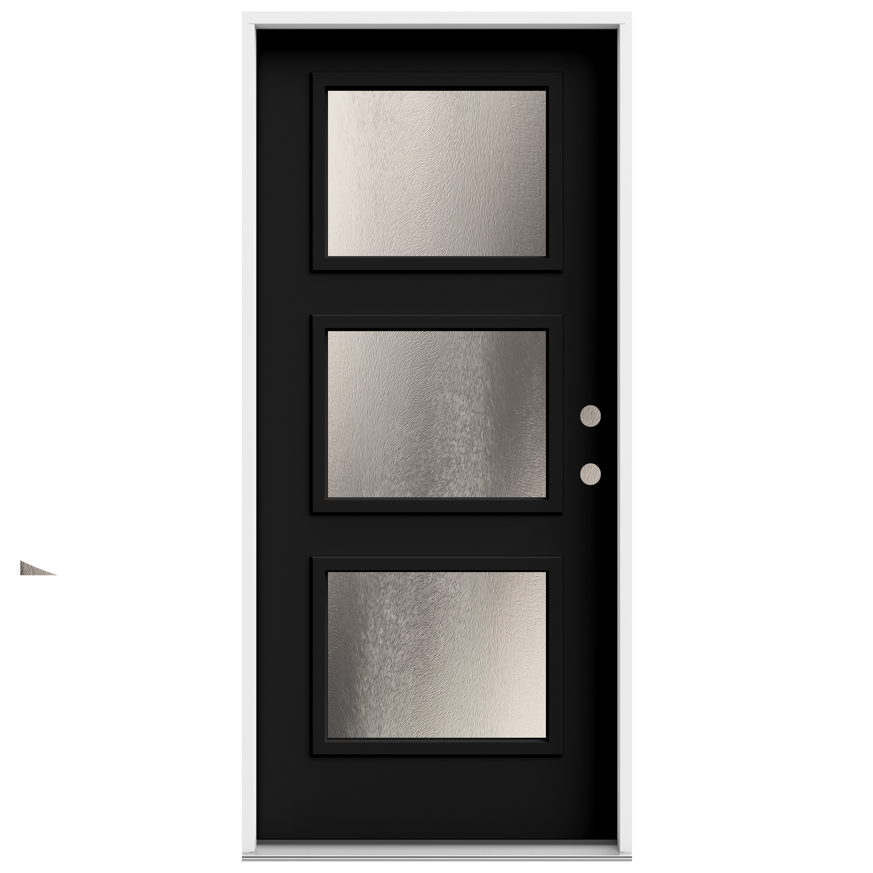 JELD-WEN LOWOLJW250100021 36-in x 80-in x 4-9/16-in Steel Full lite Left-hand inswing Black Painted Prehung Front Door Insulating core