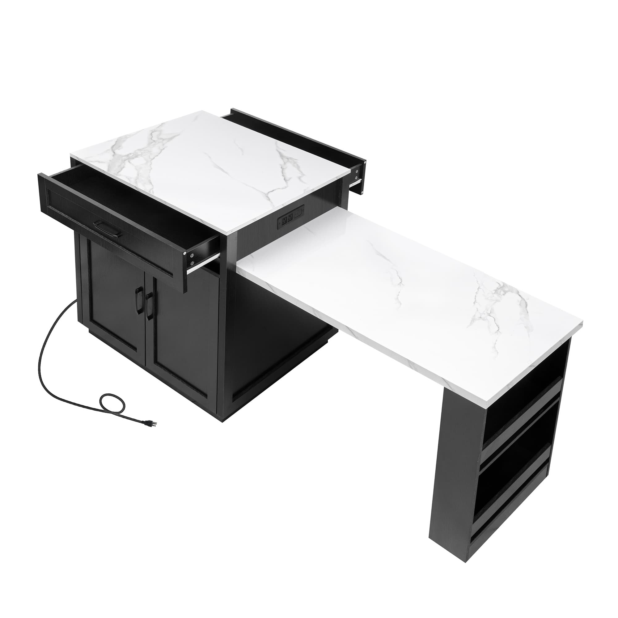 Runesay Black MDF Base with MDF Rolling Kitchen Island ( 27.6-in x 82.7-in x 36.2-in )