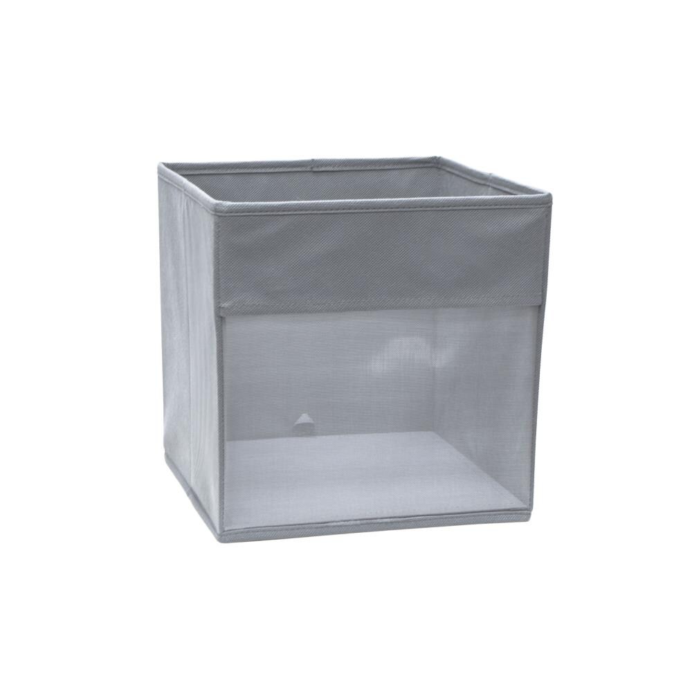 Allen + Roth Herringbone 7.13-in W x 5.5-in H x 10.69-in D Gray Fabric Bin | HD-141114