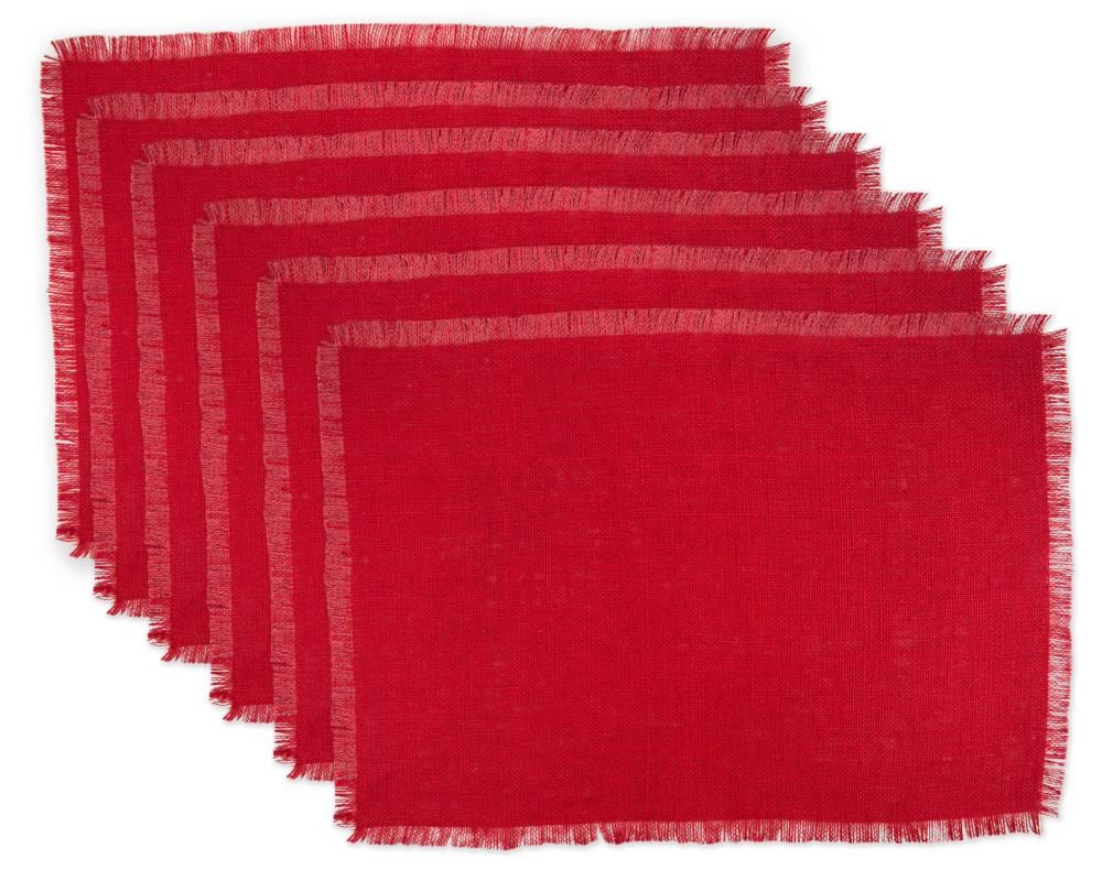 DII CAMZ36658 6 -Pack Solid Red Wicker Rectangle Placemats