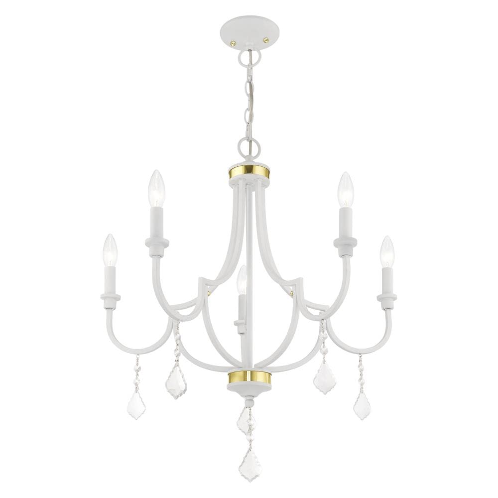 White Mini Crystal 5-Light Candelabra Chandelier
