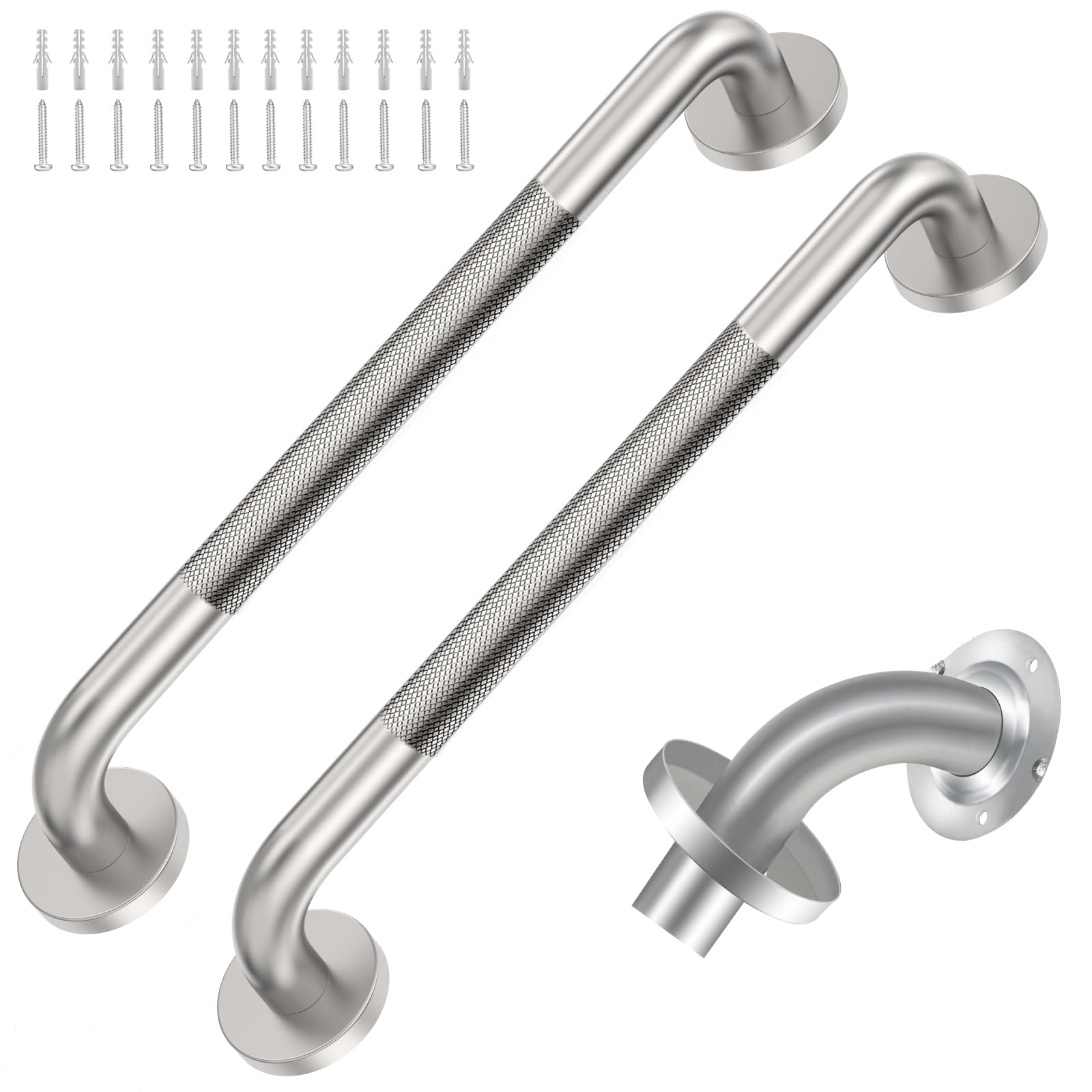 Misopily -  2 pack shower grab bar 18 inch ADA compliant 500lb support knurled anti slip grip con...