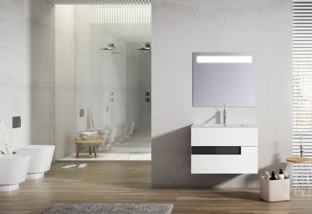 Lucena Bath Vision 24-in White and Black Single Sink Bathroom Vanity ...
