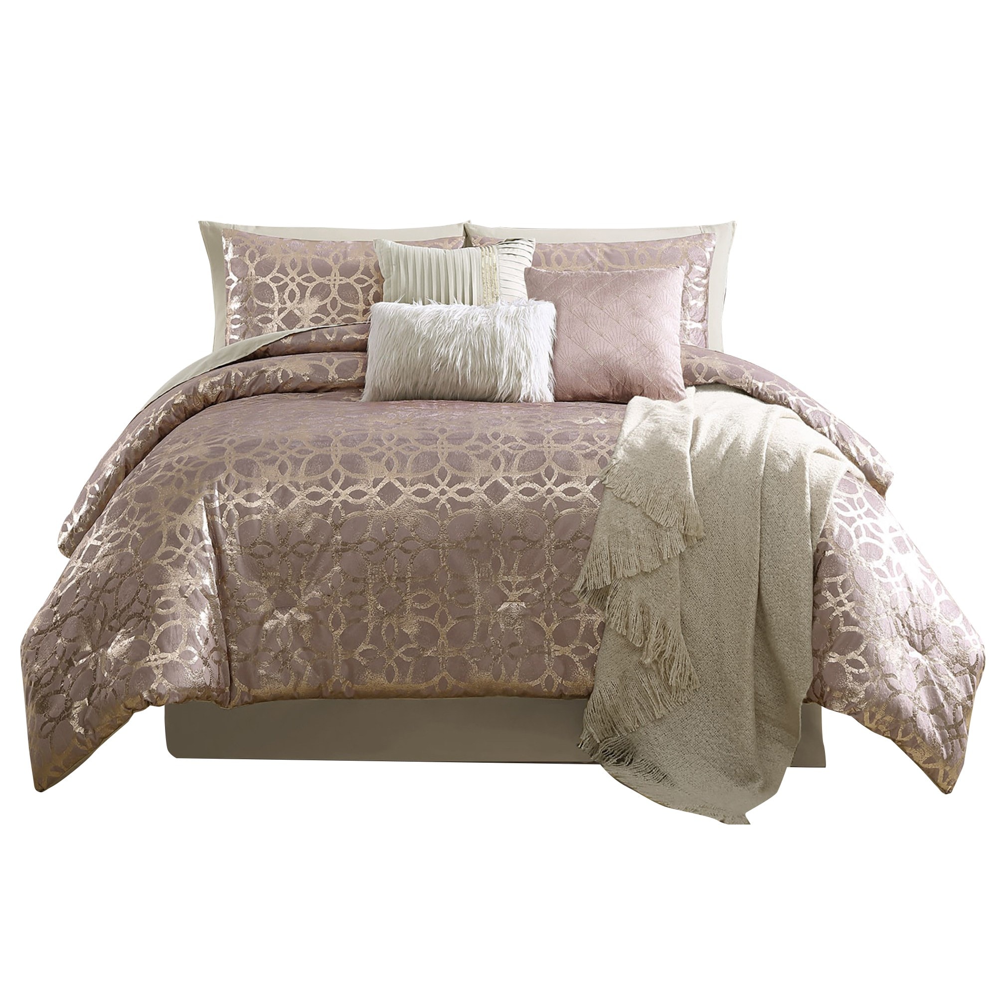 Benzara BM283878 Pink Multi King Comforter