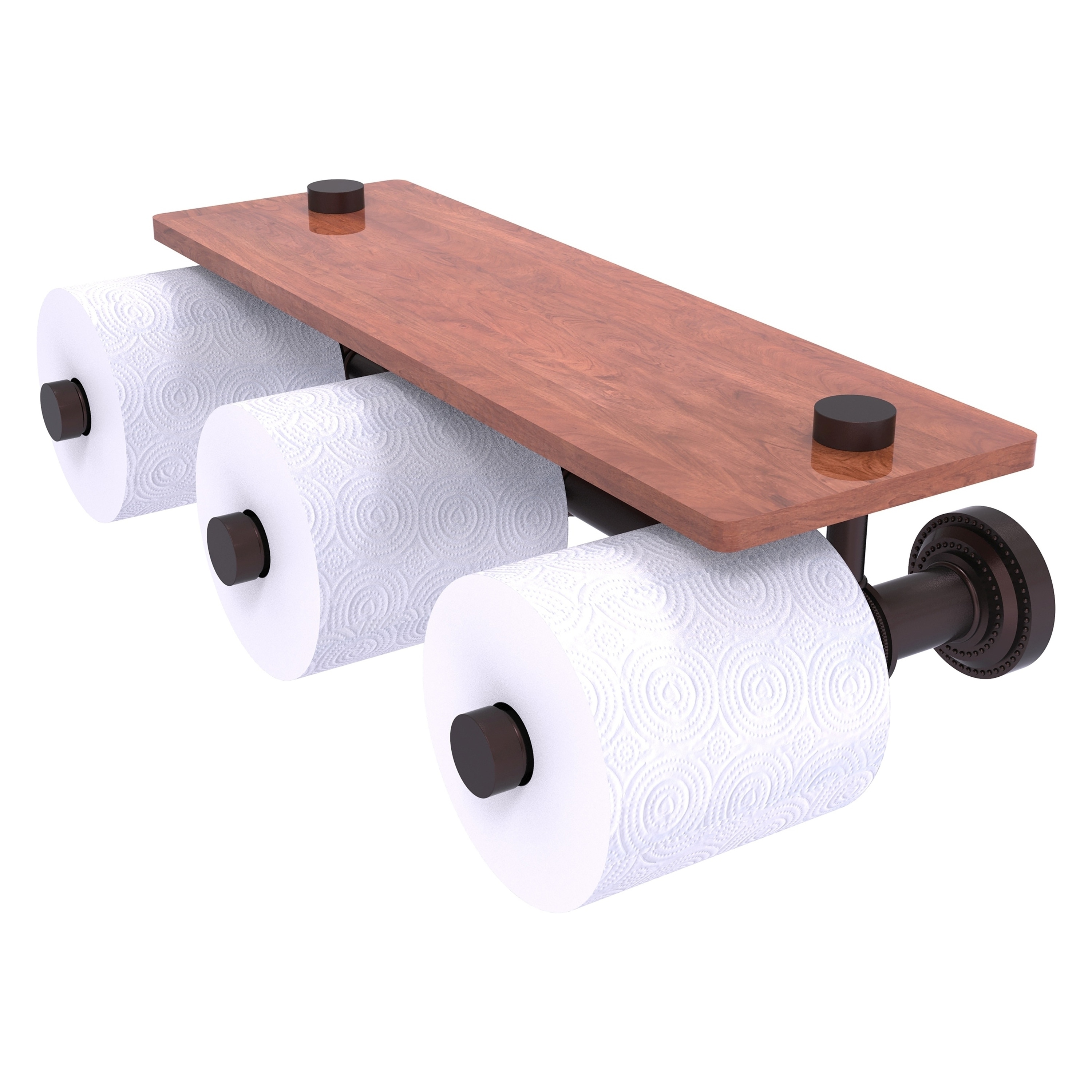 Allied Brass DT-35-3S-IRW-ABZ Dottingham Antique Bronze Wall mount Double post Toilet Paper Holder 3 -Rolls with Storage