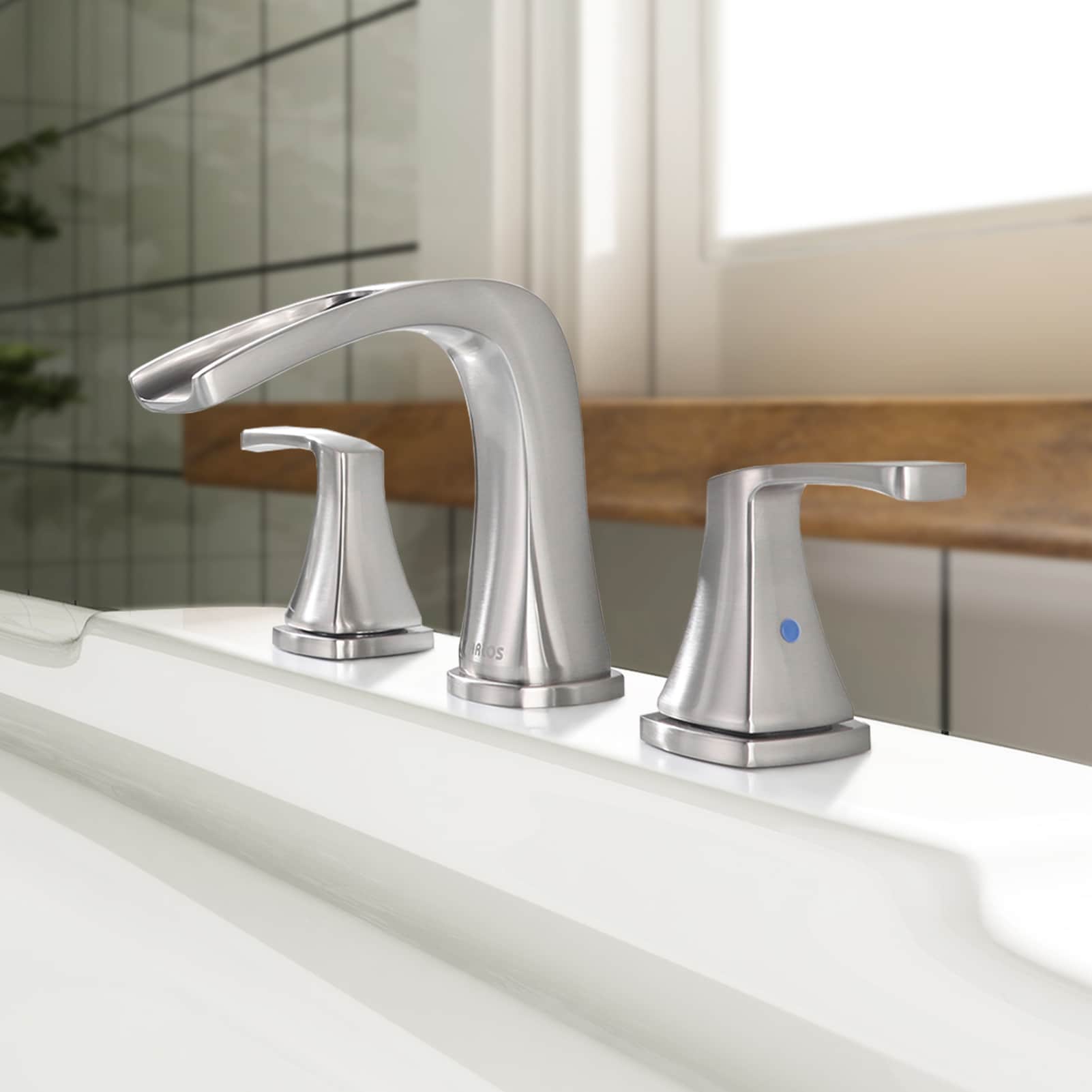 Doris Brushed Nickel 2-Handle Waterfall Roman Tub Faucet