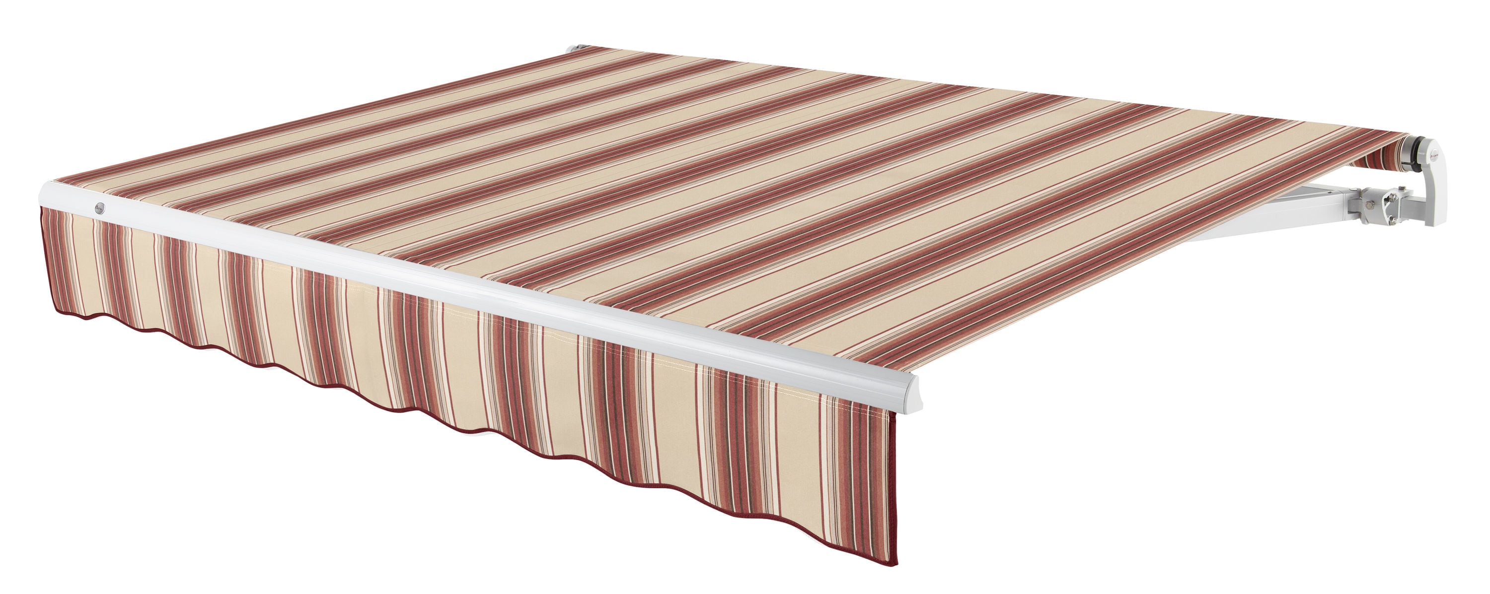 Awntech MTL18-398-BTM Maui Left Motor 216-in Wide x 120-in Projection x 10-in Height Fabric Burgundy/Tan Multi Stripe Striped Motorized Retractable Patio Awning